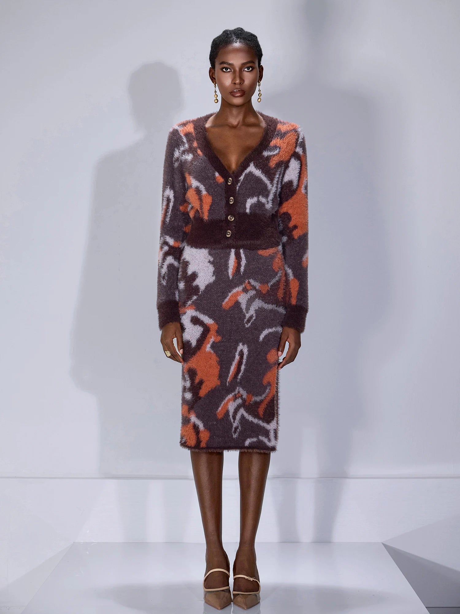 Multi-Color V-Neck Plush Two-Piece Set|NOOSGOP