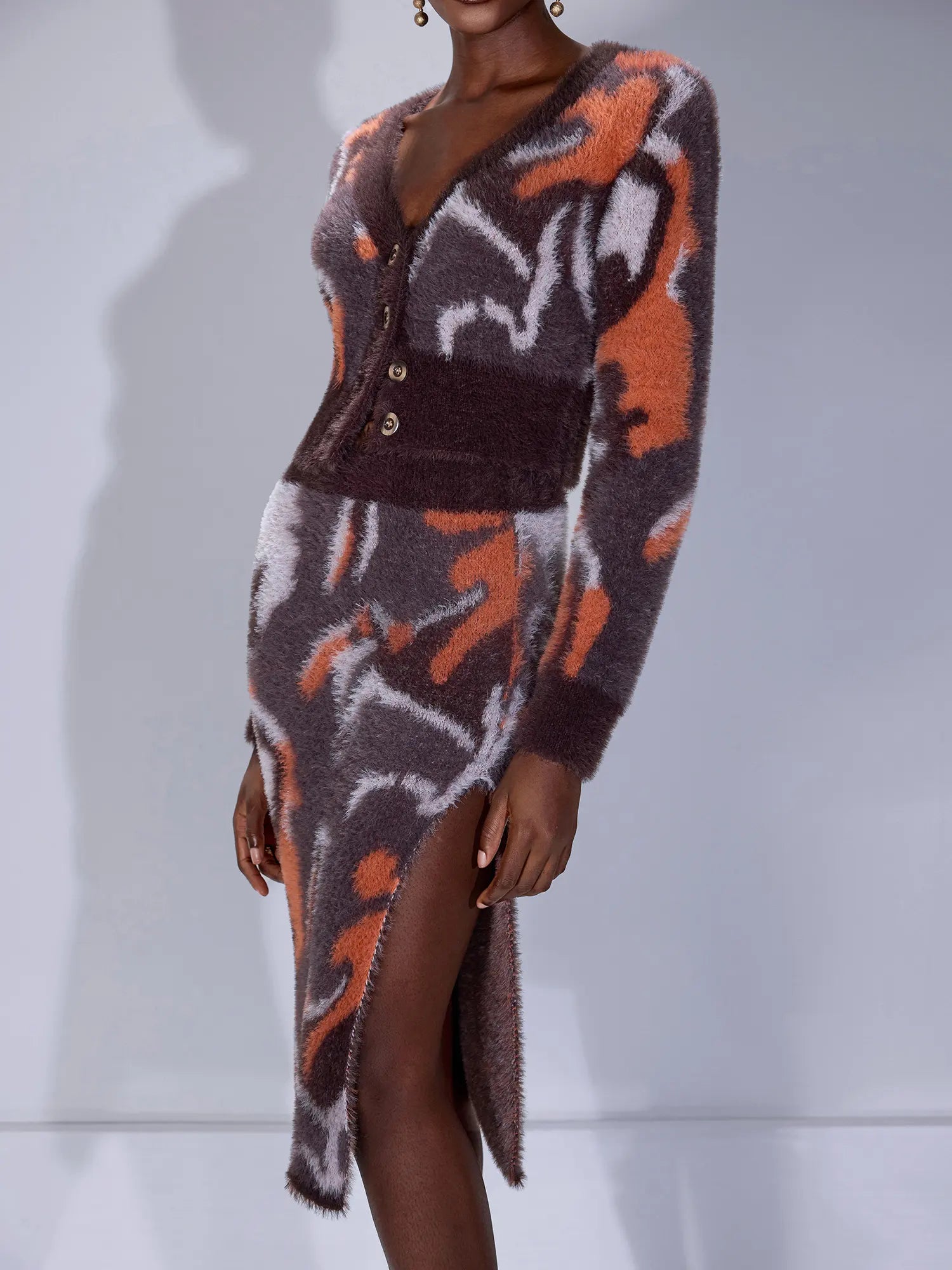 Multi-Color V-Neck Plush Two-Piece Set|NOOSGOP