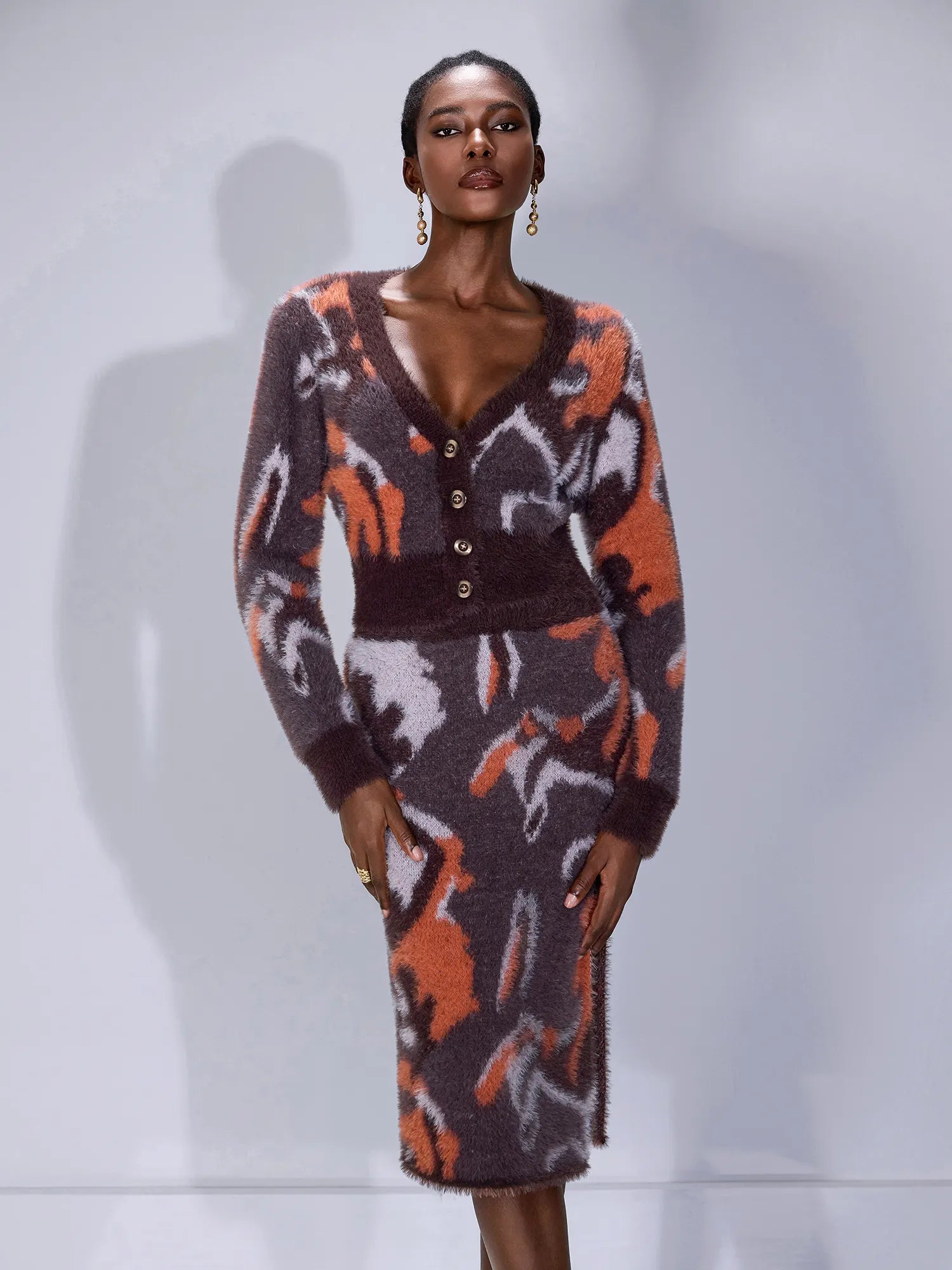 Multi-Color V-Neck Plush Two-Piece Set|NOOSGOP