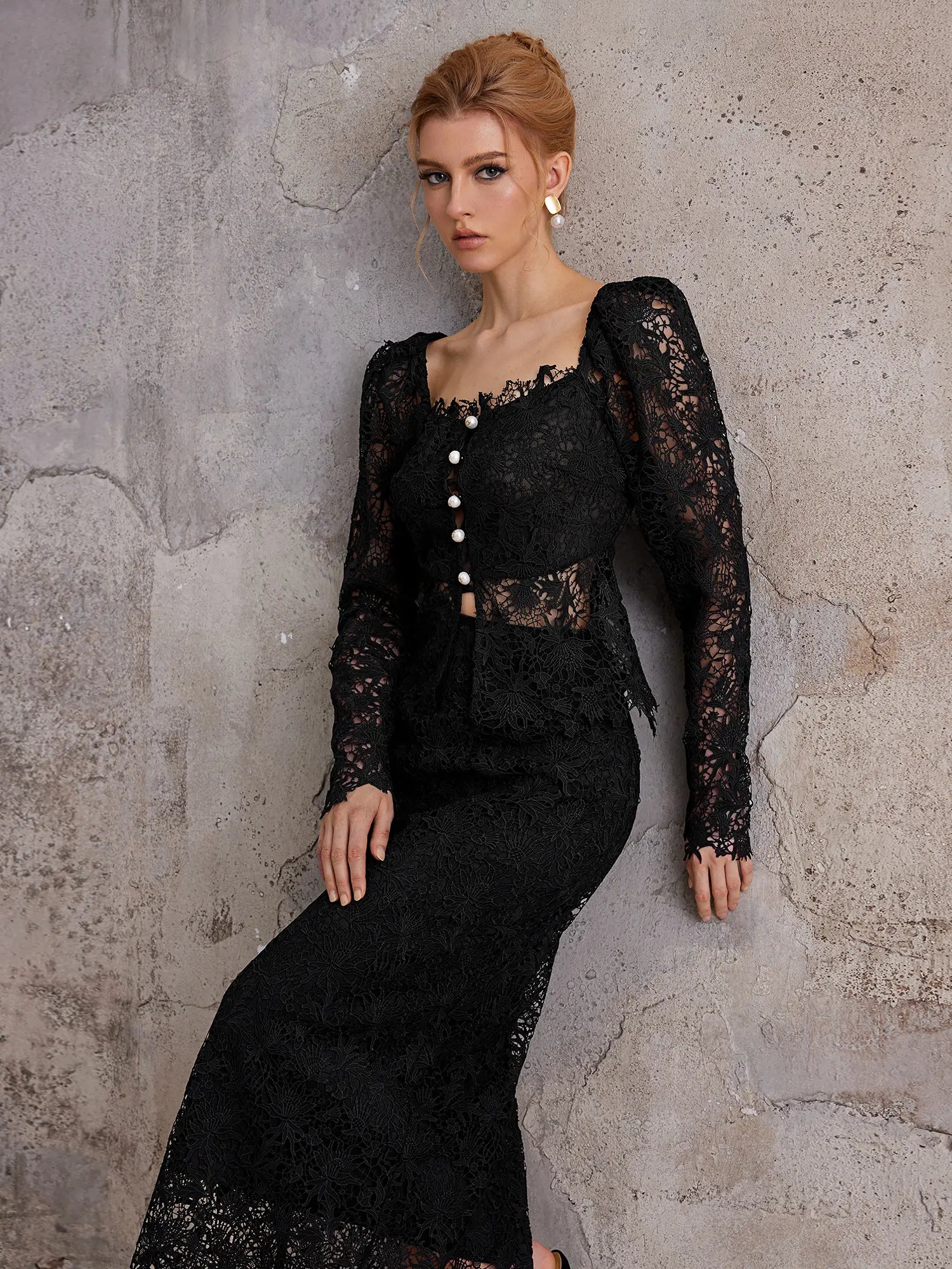Mystery Noir Lace Shirt & Empire Waist Skirt|NOOSGOP
