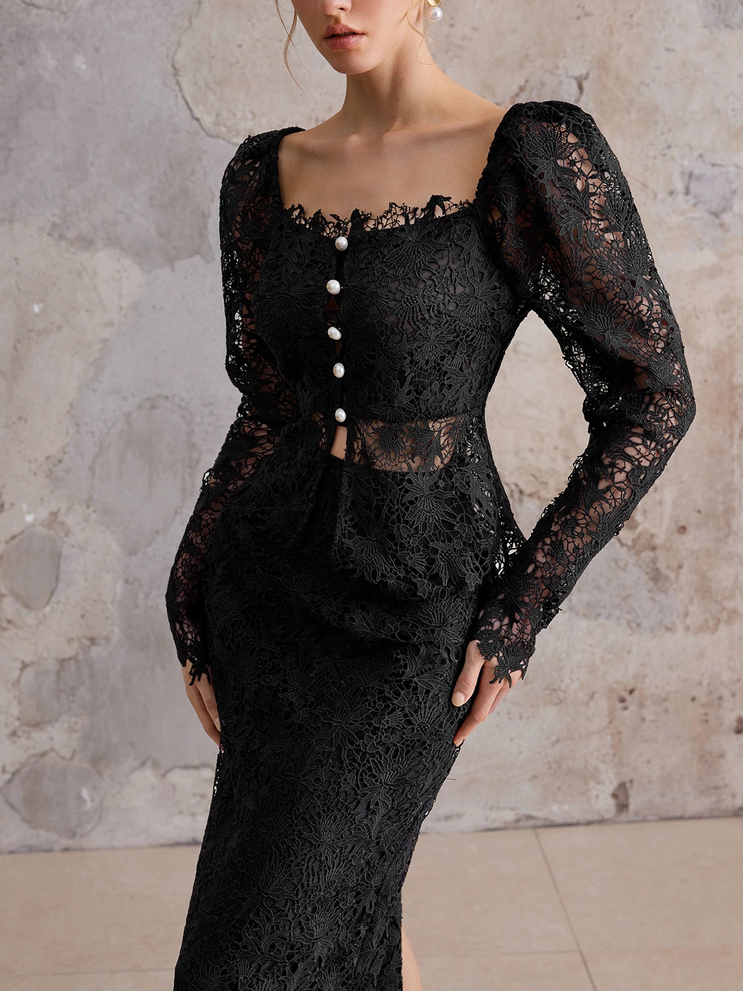 Mystery Noir Lace Shirt & Empire Waist Skirt|NOOSGOP
