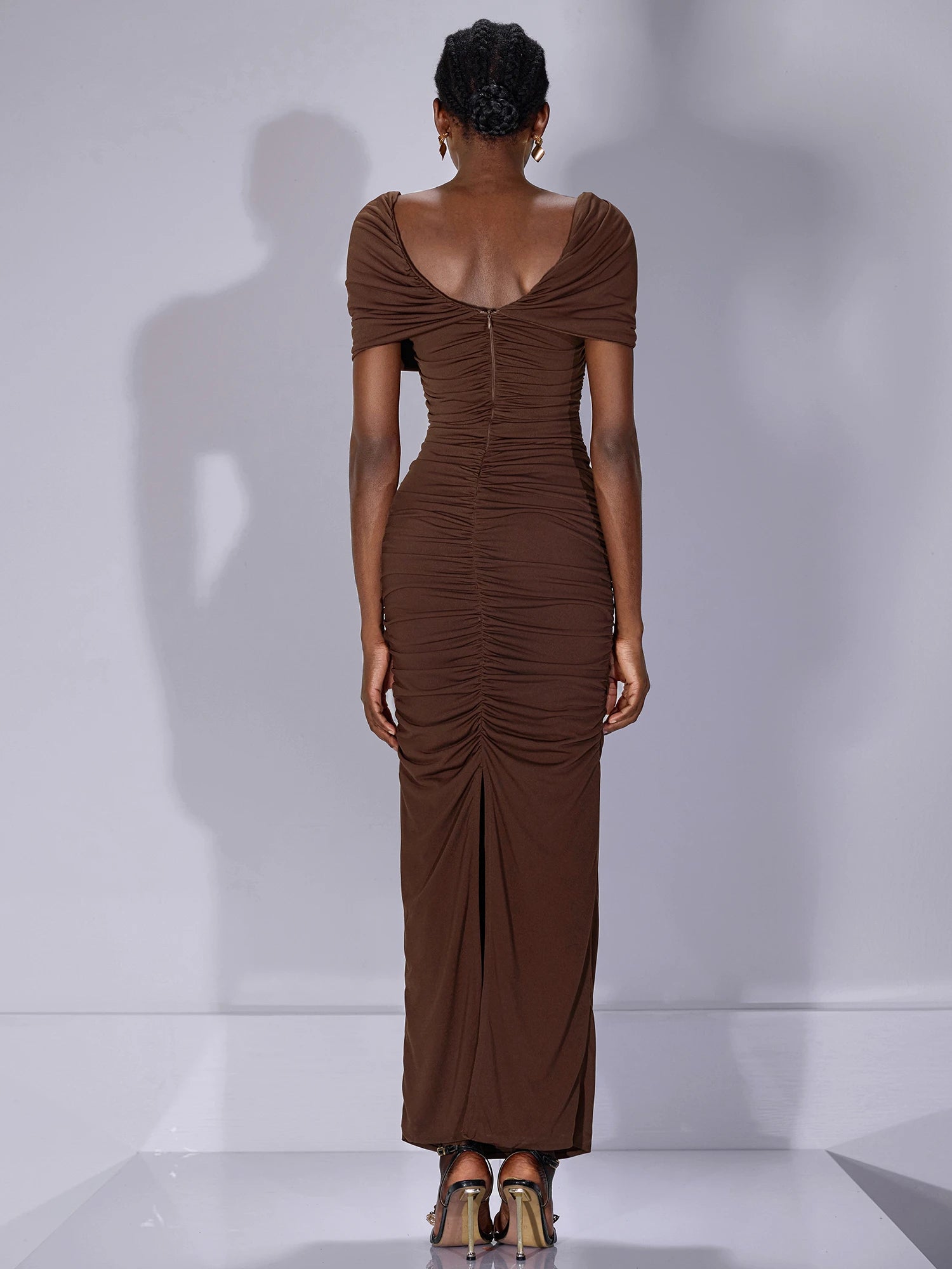 Off Shoulder Twist Front Cutout Maxi Dress|NOOSGOP