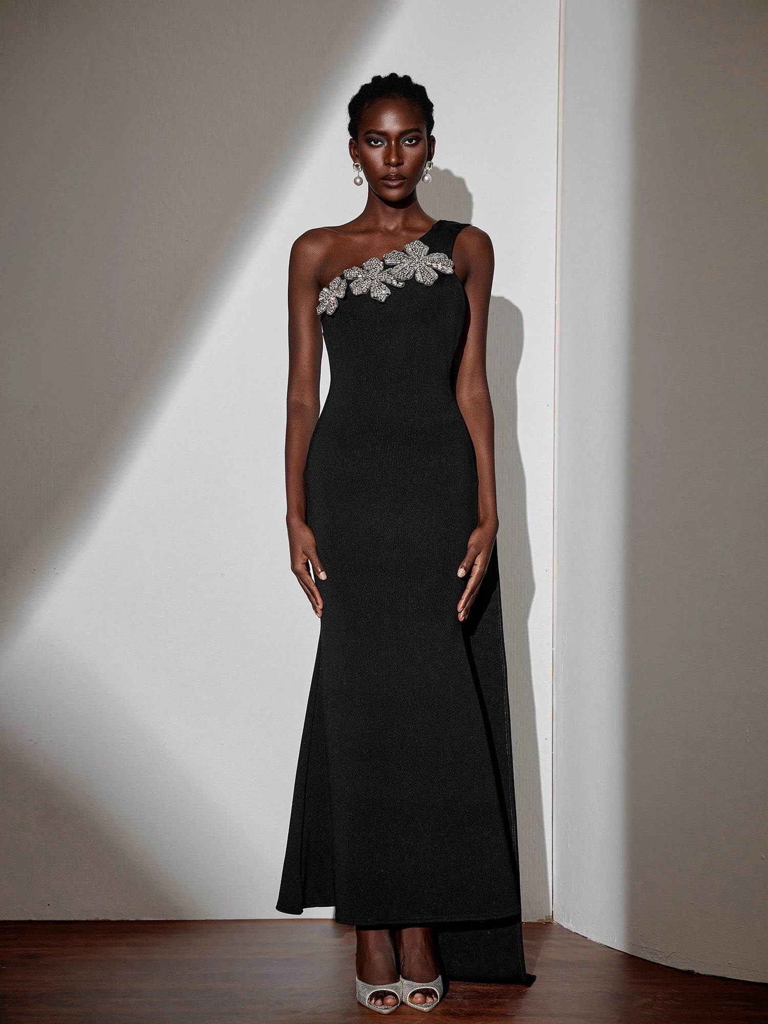 One-Shoulder Tie Strap Floral Maxi Dress|NOOSGOP