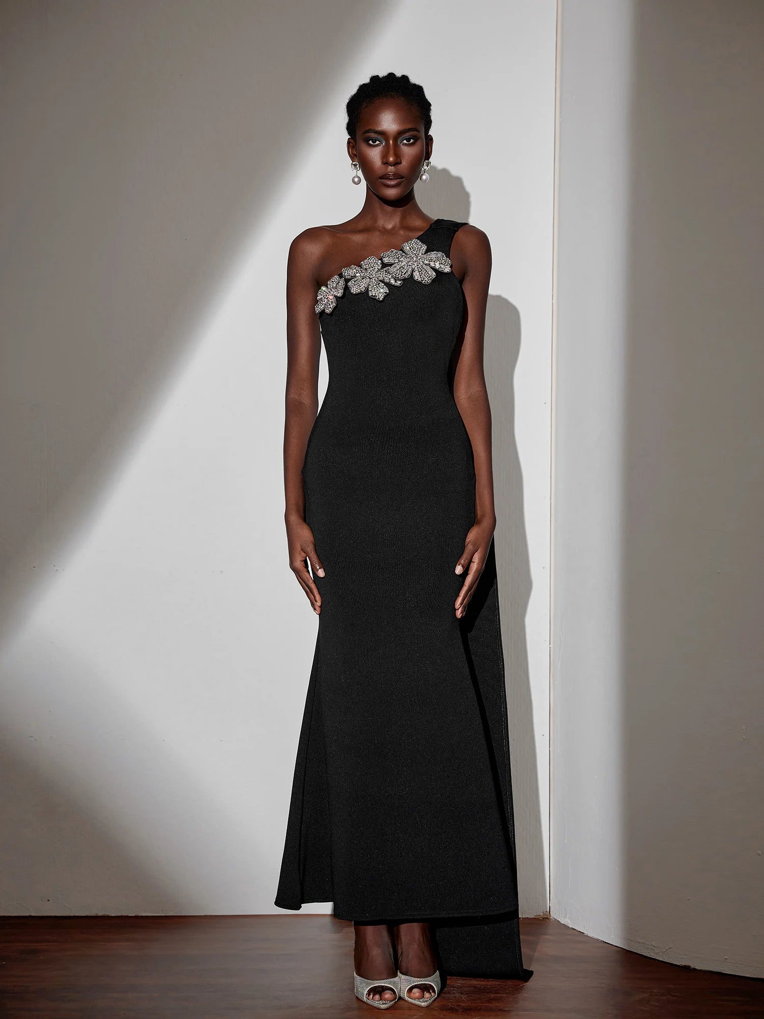 One-Shoulder Tie Strap Floral Maxi Dress|NOOSGOP