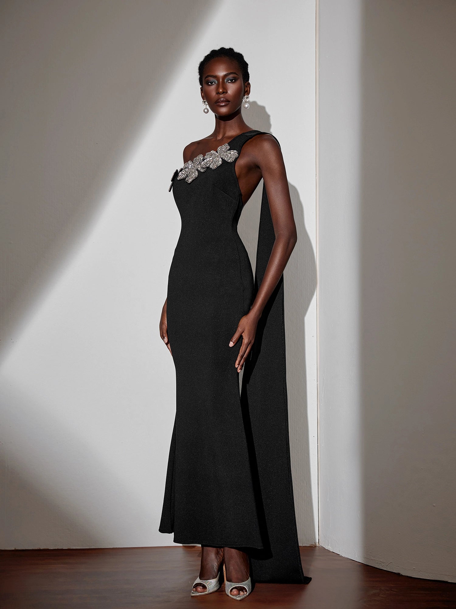 One-Shoulder Tie Strap Floral Maxi Dress|NOOSGOP