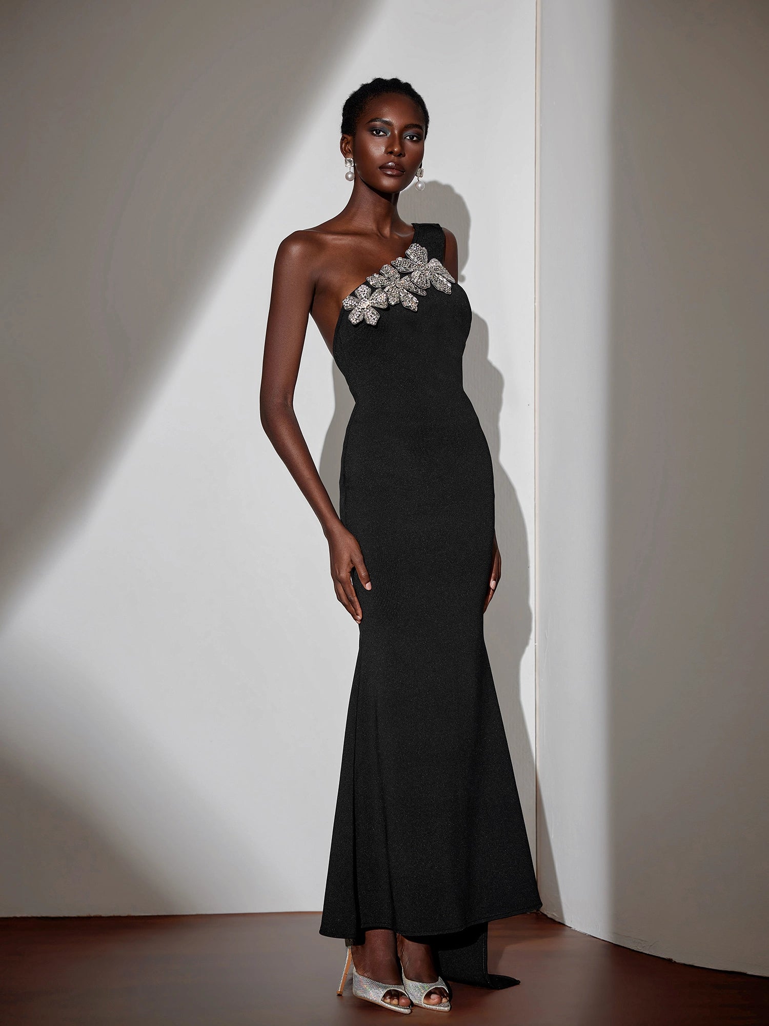 One-Shoulder Tie Strap Floral Maxi Dress|NOOSGOP