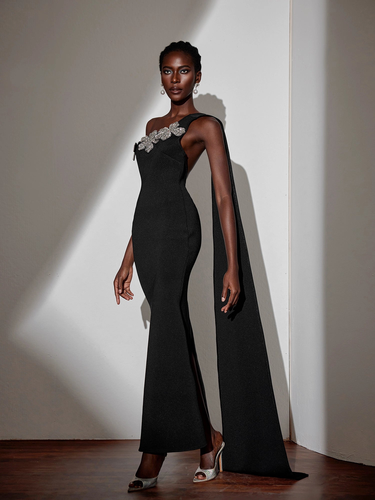 One-Shoulder Tie Strap Floral Maxi Dress|NOOSGOP