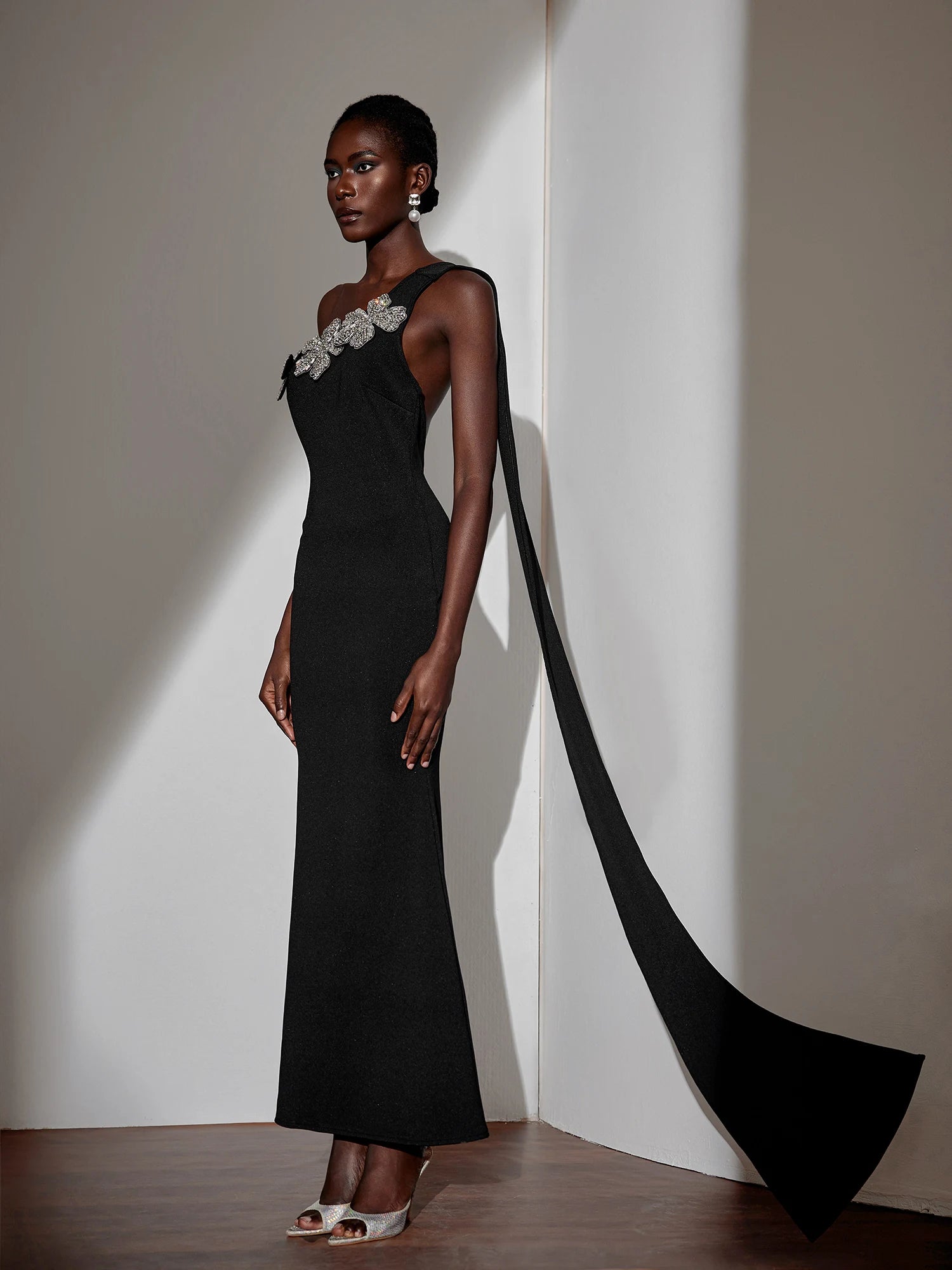 One-Shoulder Tie Strap Floral Maxi Dress|NOOSGOP