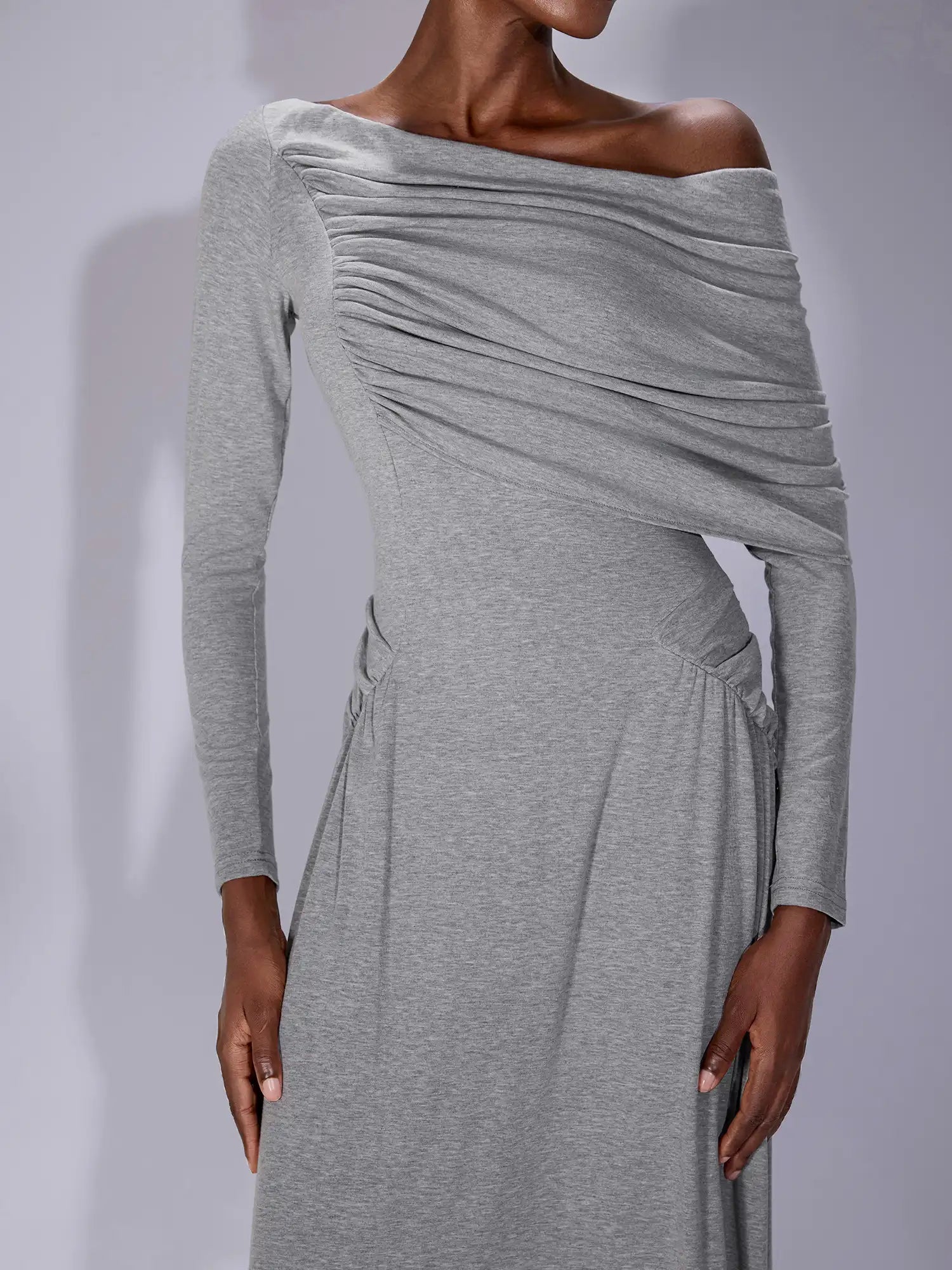 One Shoulder Asymmetric Ruched Maxi Dress|NOOSGOP