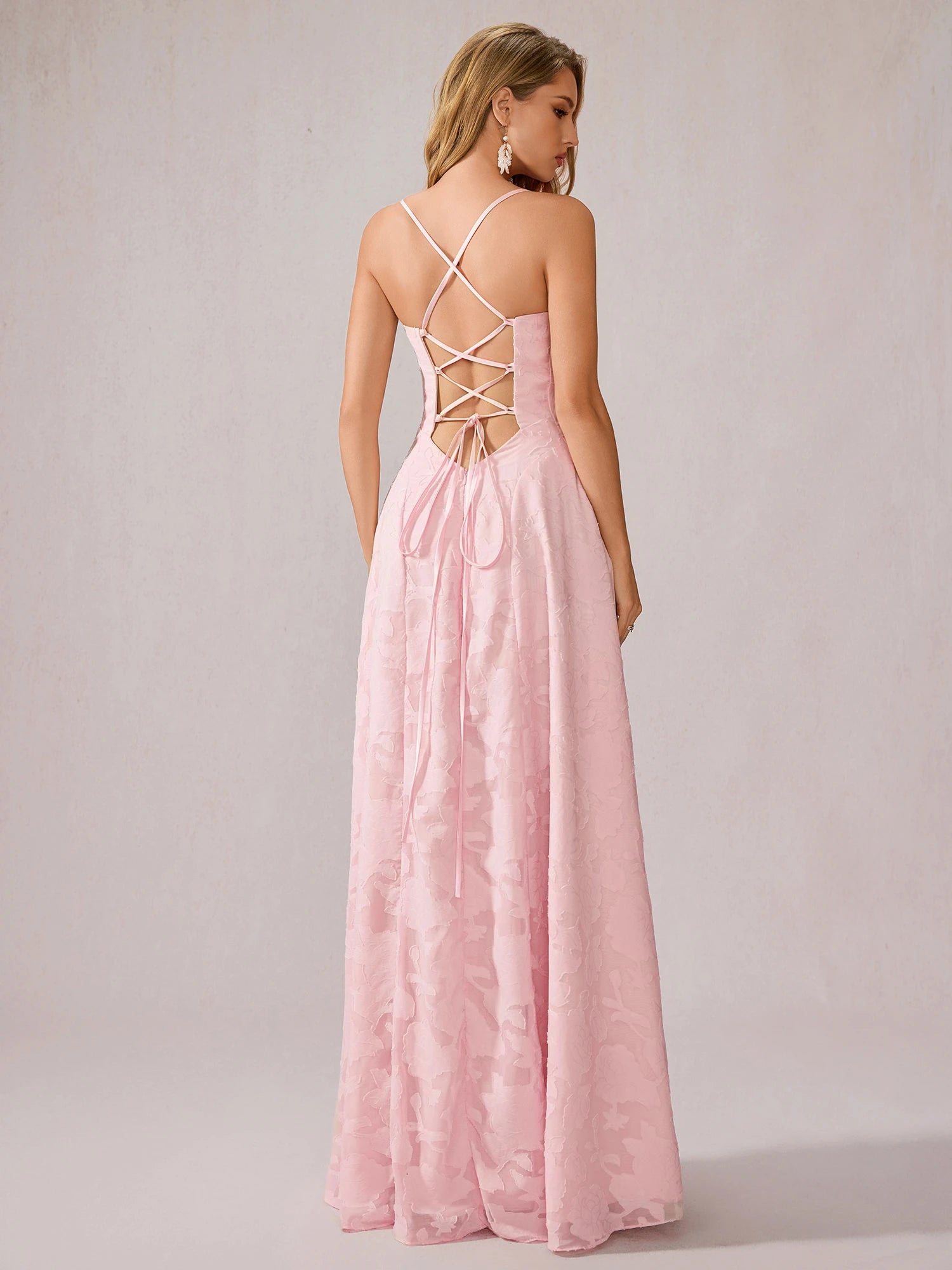 Pink Ruched Mesh Maxi Dress|NOOSGOP