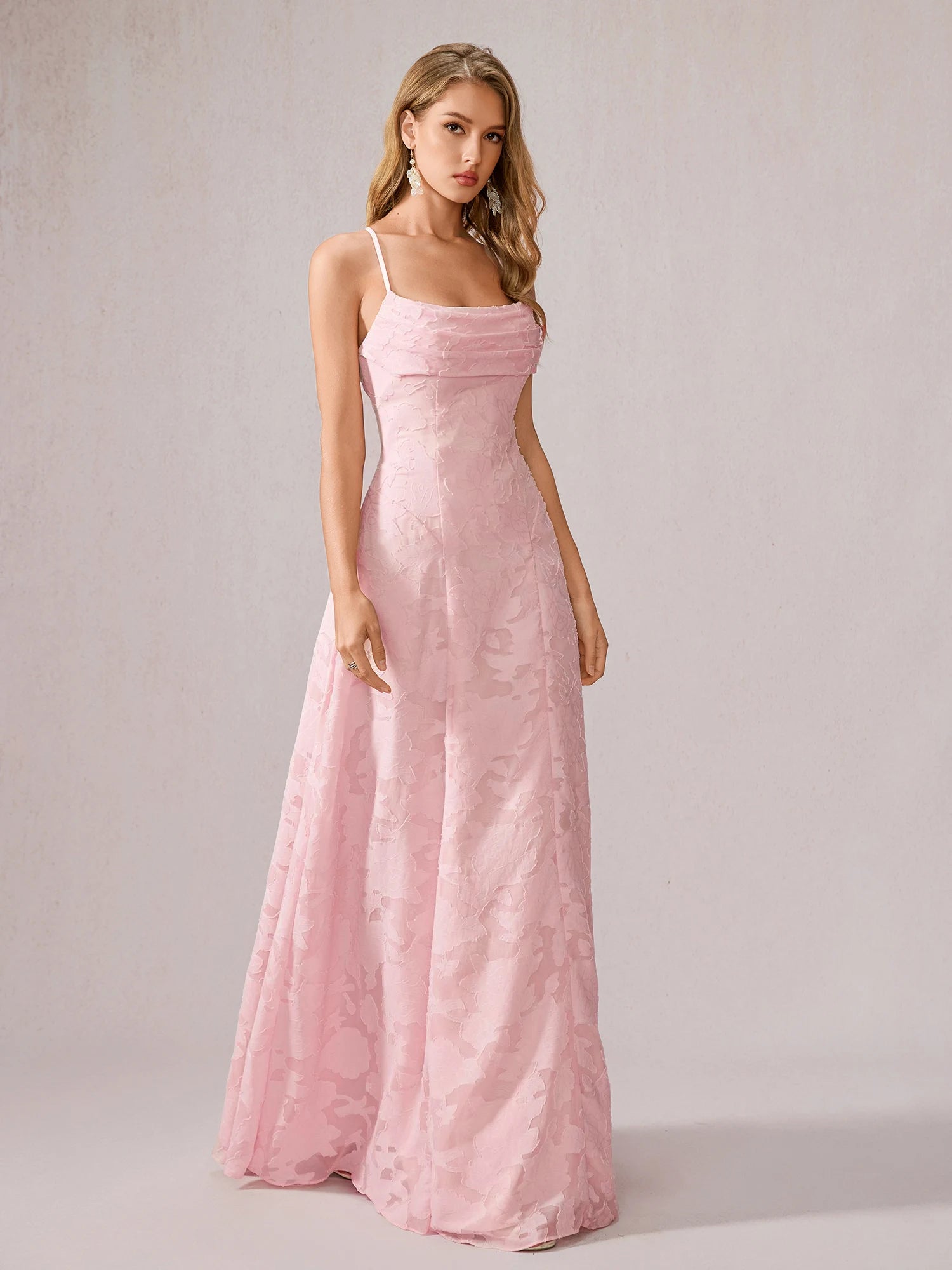 Pink Ruched Mesh Maxi Dress|NOOSGOP