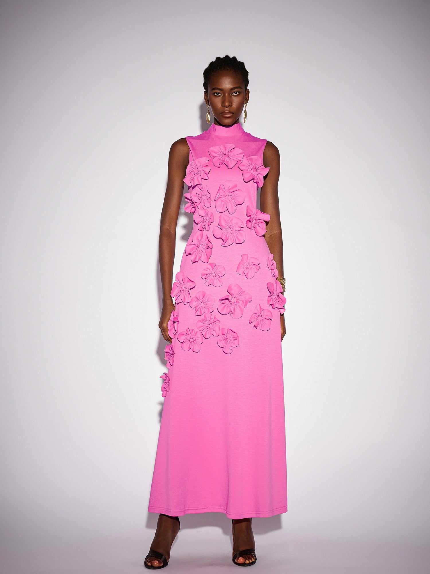 Pink floral Sleeveless Maxi dress|NOOSGOP