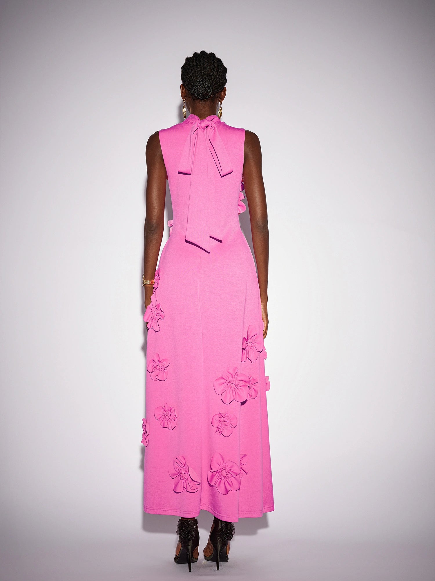 Pink floral Sleeveless Maxi dress|NOOSGOP