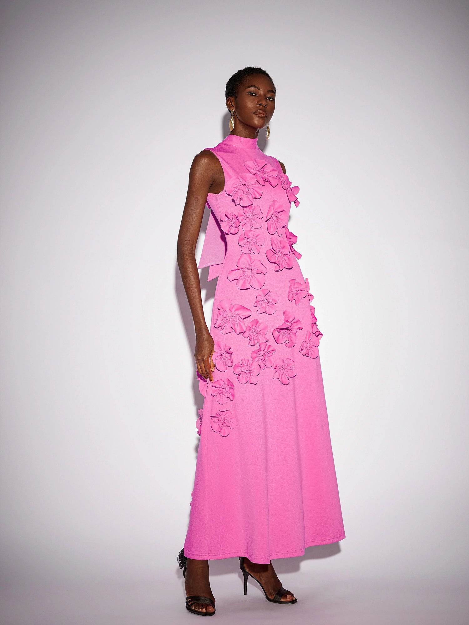 Pink floral Sleeveless Maxi dress|NOOSGOP