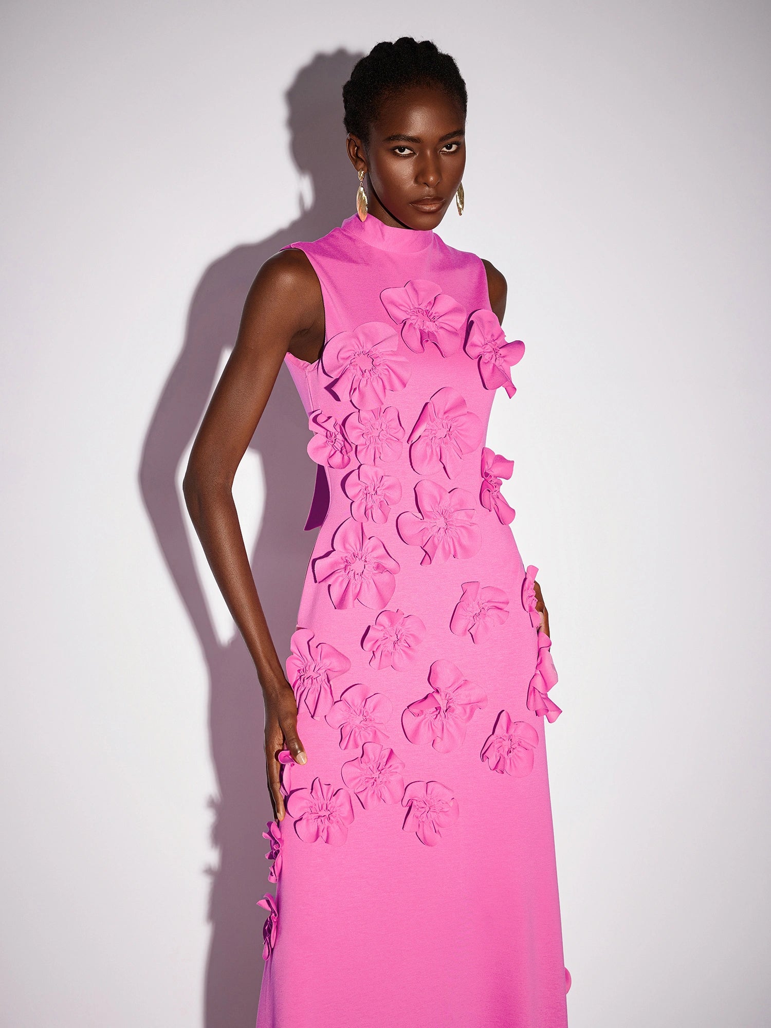 Pink floral Sleeveless Maxi dress|NOOSGOP