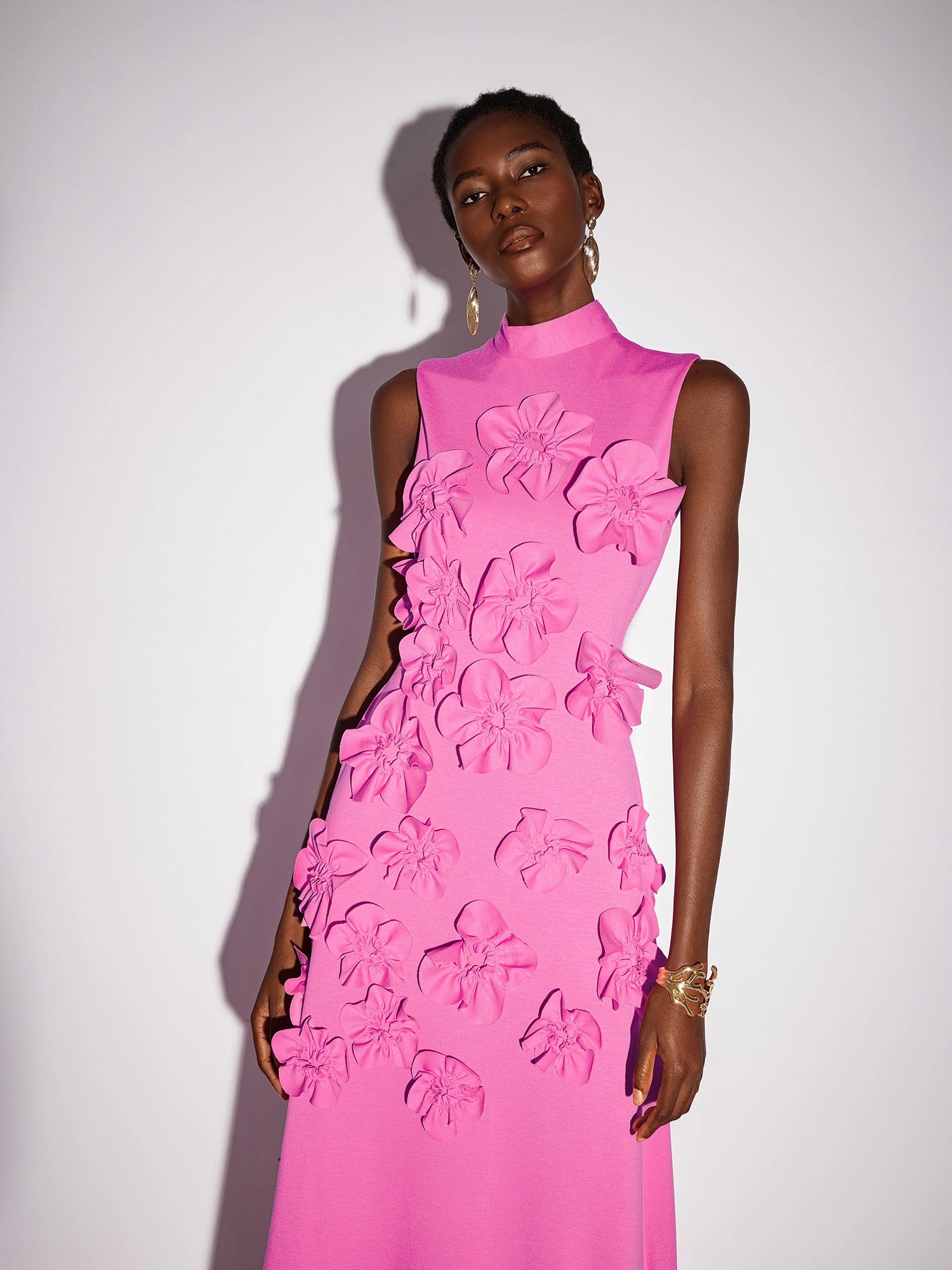 Pink floral Sleeveless Maxi dress|NOOSGOP