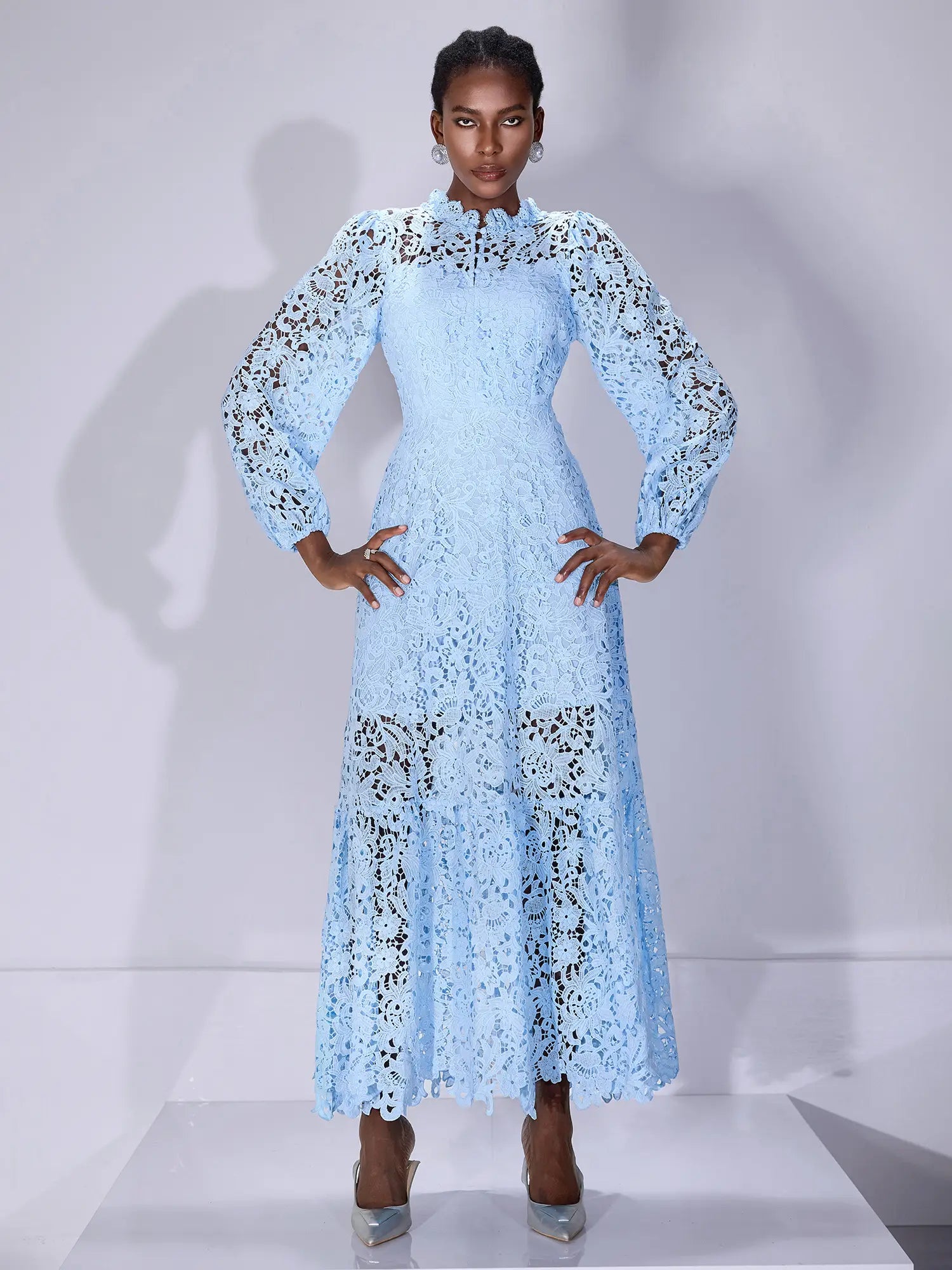 Printed Cutout Crew Neck Midi Dress|NOOSGOP