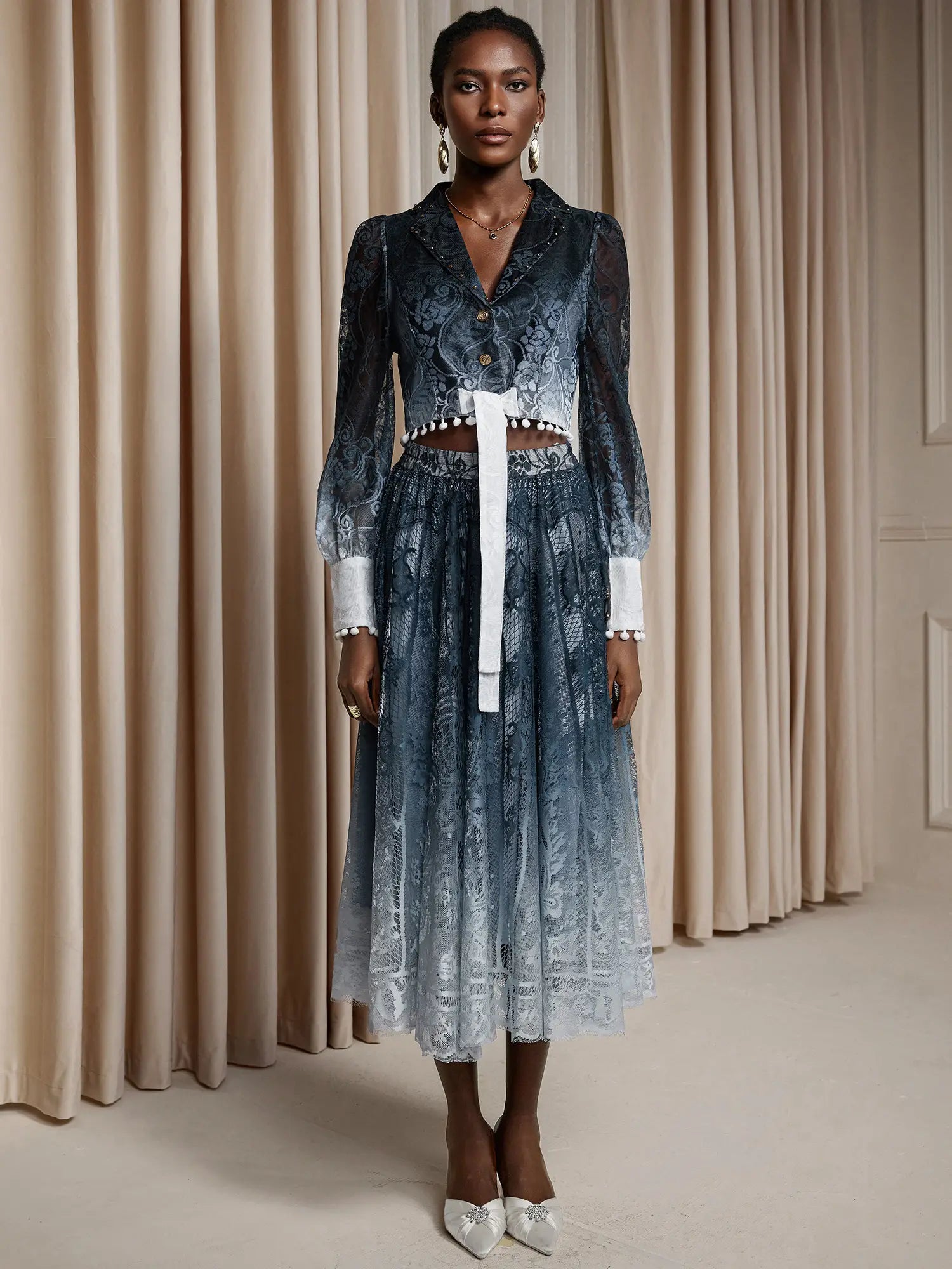 Printed Mesh Gradient Two-Piece Set|NOOSGOP