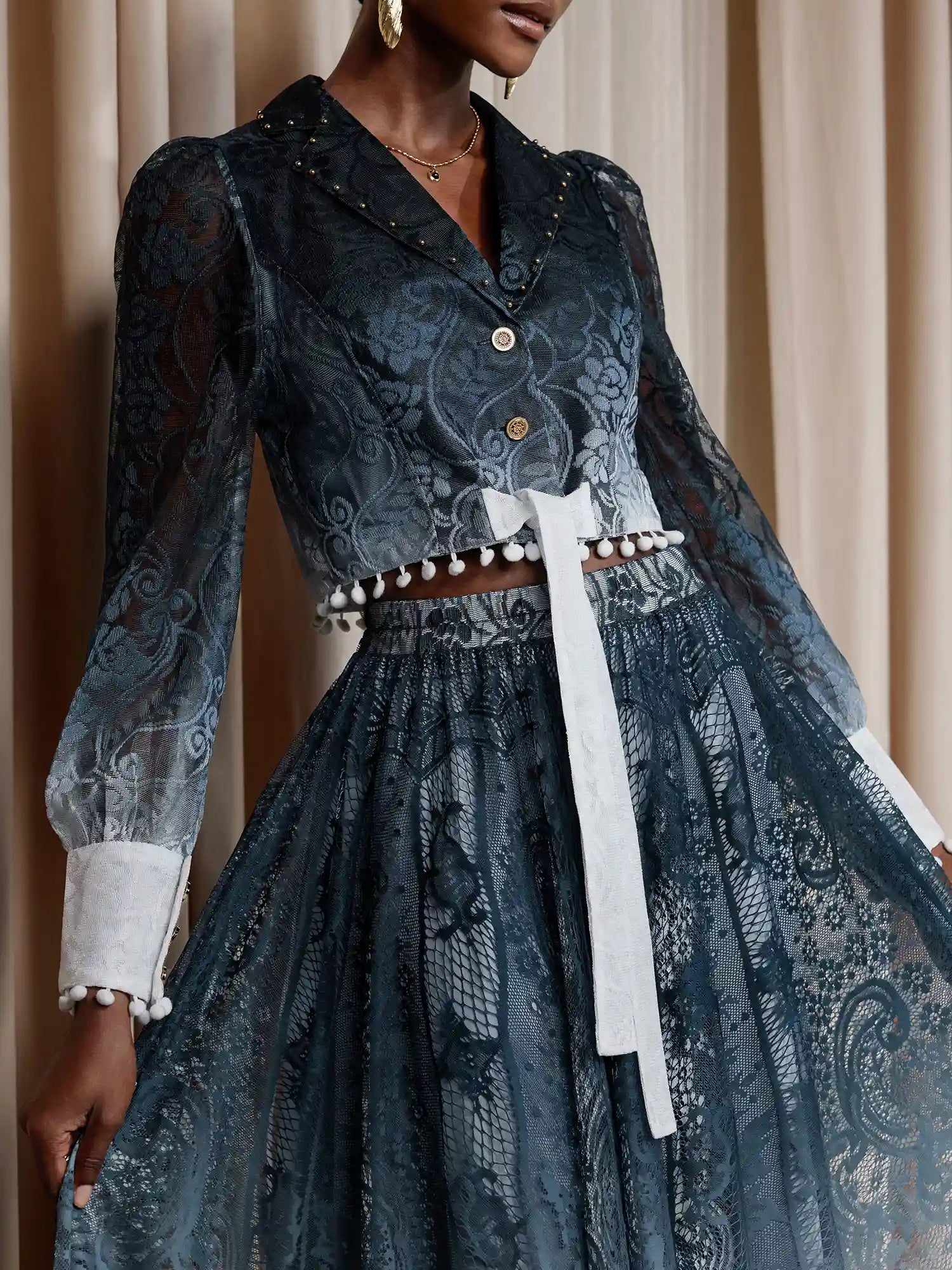 Printed Mesh Gradient Two-Piece Set|NOOSGOP