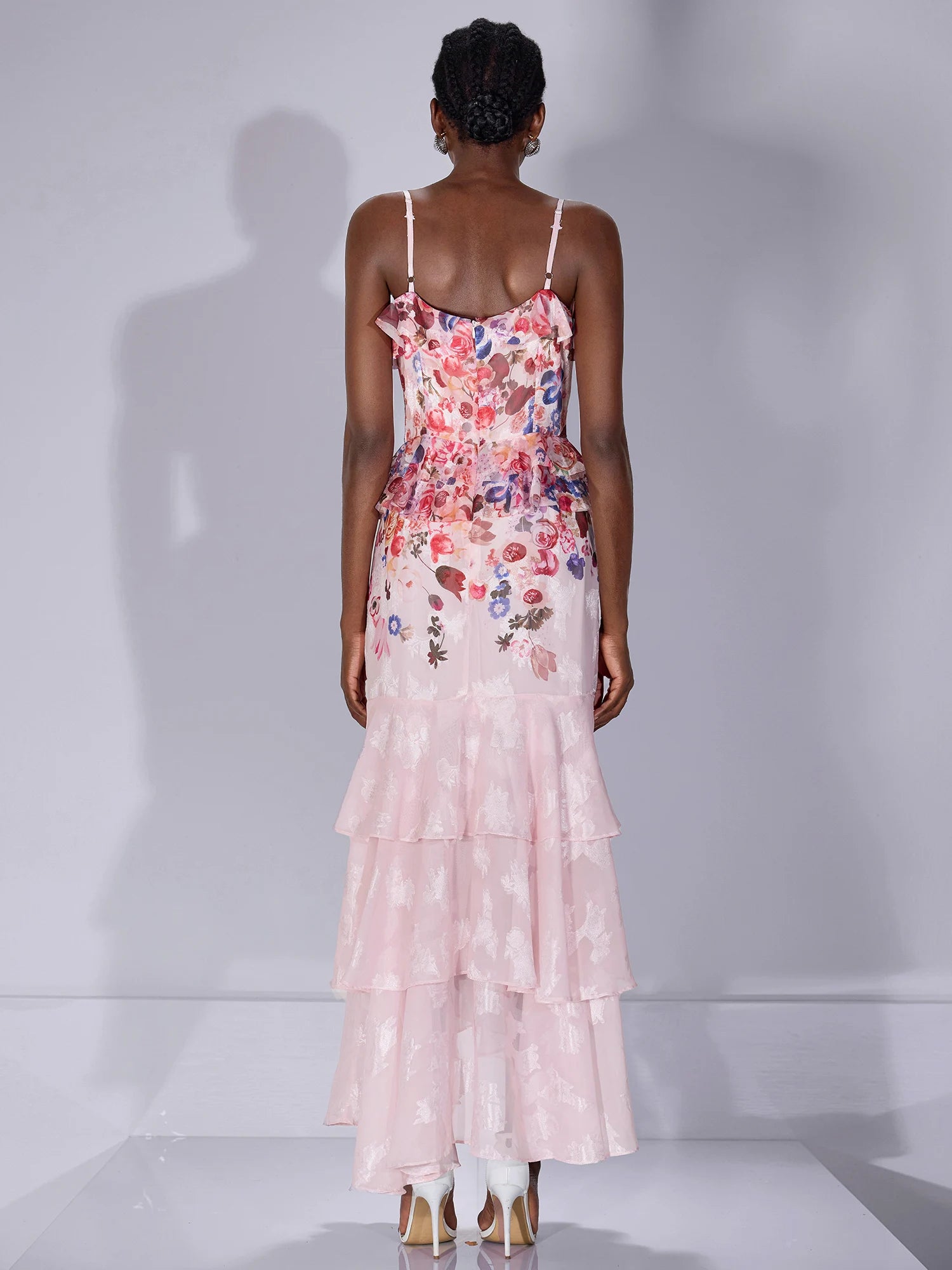 Printed Ruffle-Hem Strap Midi Dress|NOOSGOP