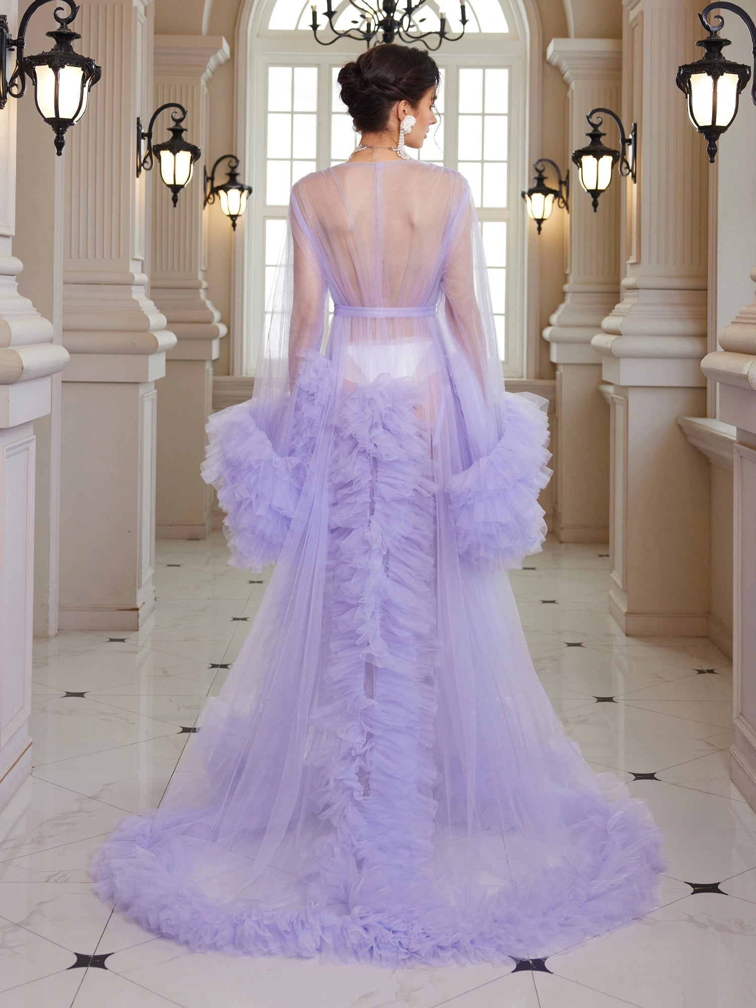 Purple Tulle Evening Maxi Dress|NOOSGOP