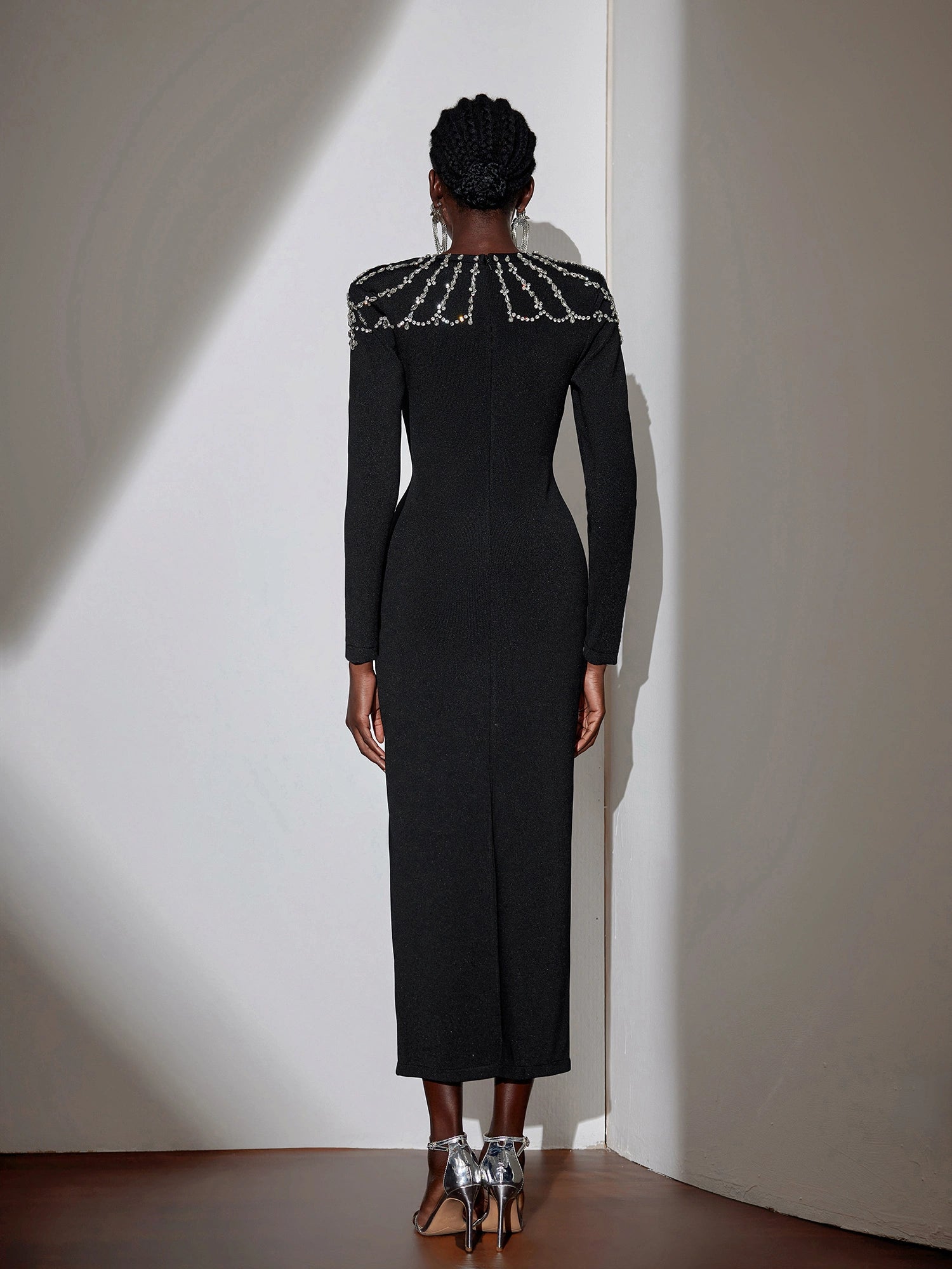 Rhinestone Strap Square Neck Maxi Dress|NOOSGOP