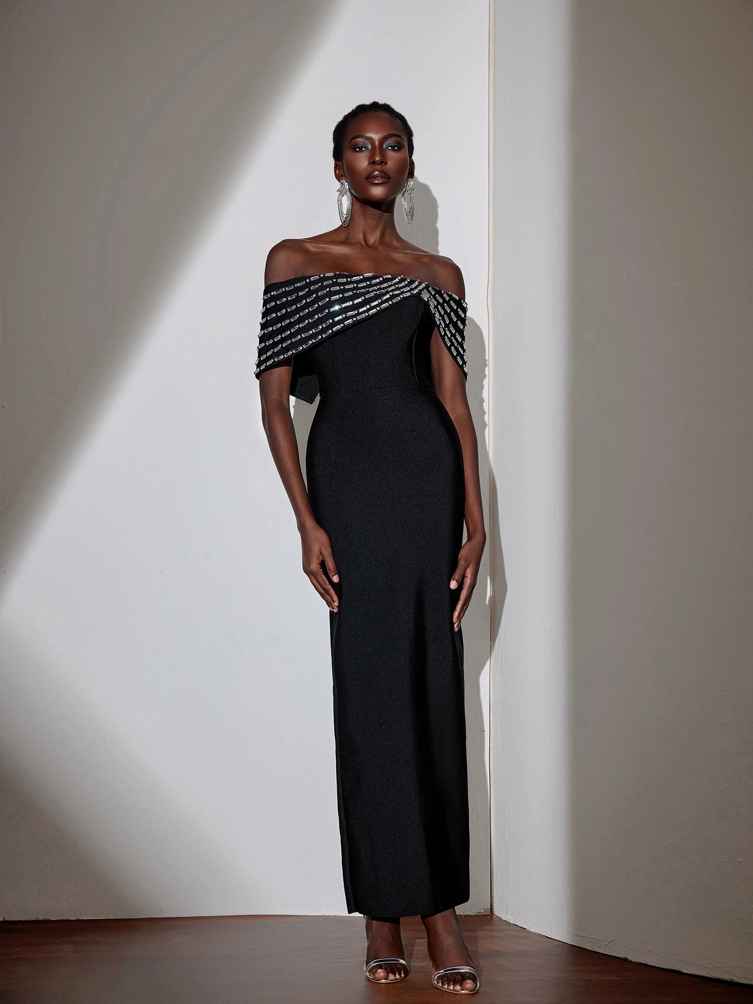 Rhinestone Strapless Bodycon Maxi Dress|NOOSGOP