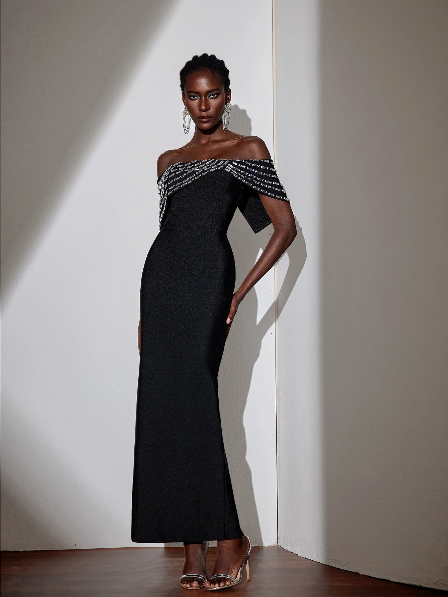 Rhinestone Strapless Bodycon Maxi Dress|NOOSGOP