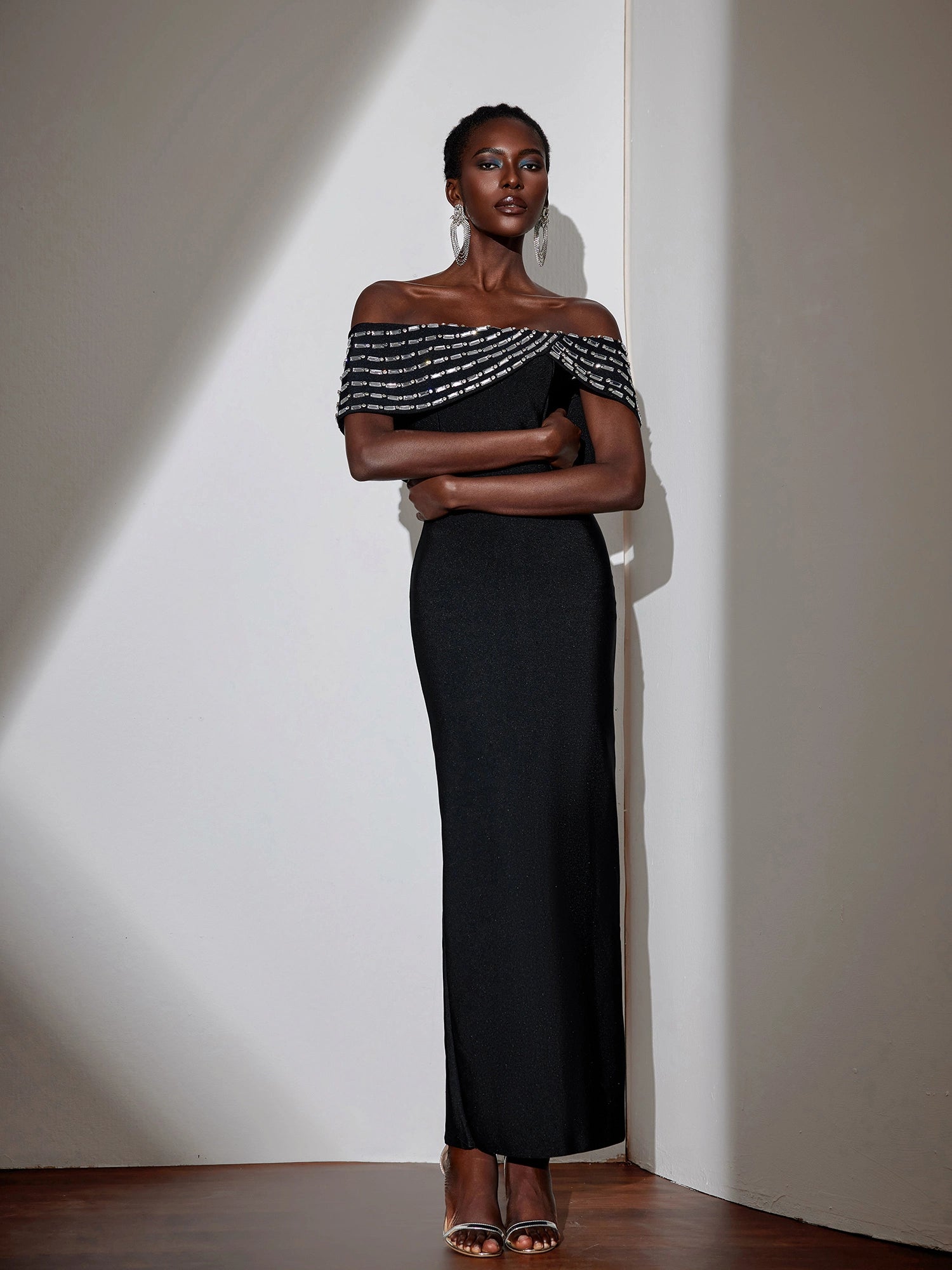 Rhinestone Strapless Bodycon Maxi Dress|NOOSGOP