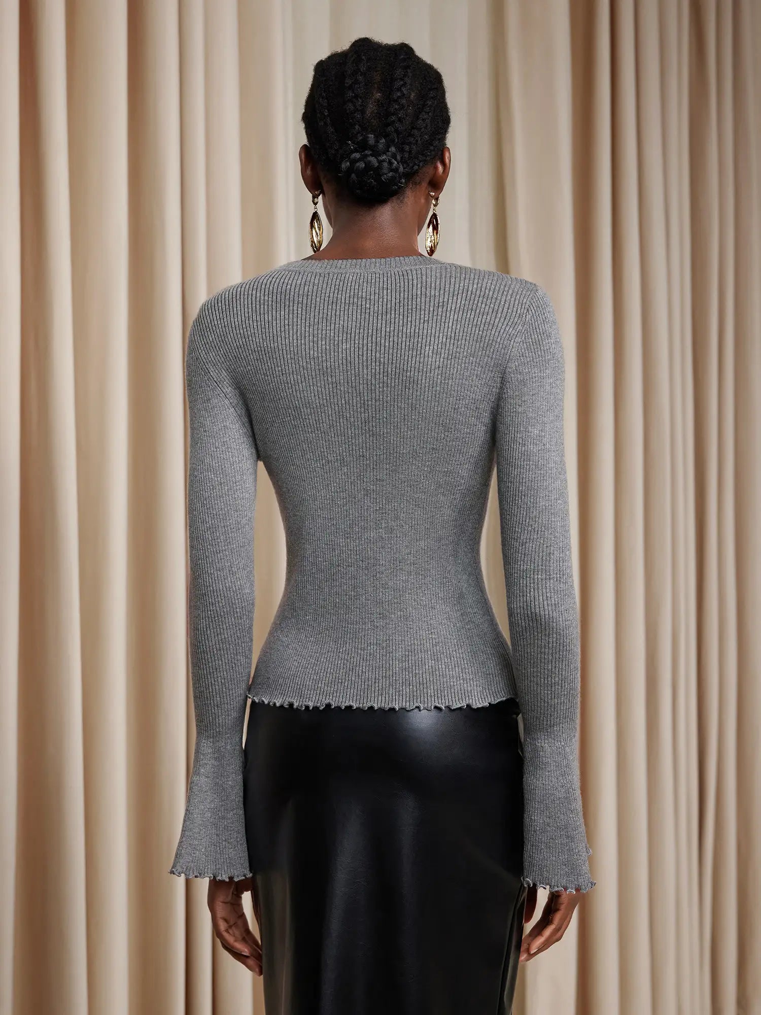 Ruched Front Ruffle Trim Top|NOOSGOP