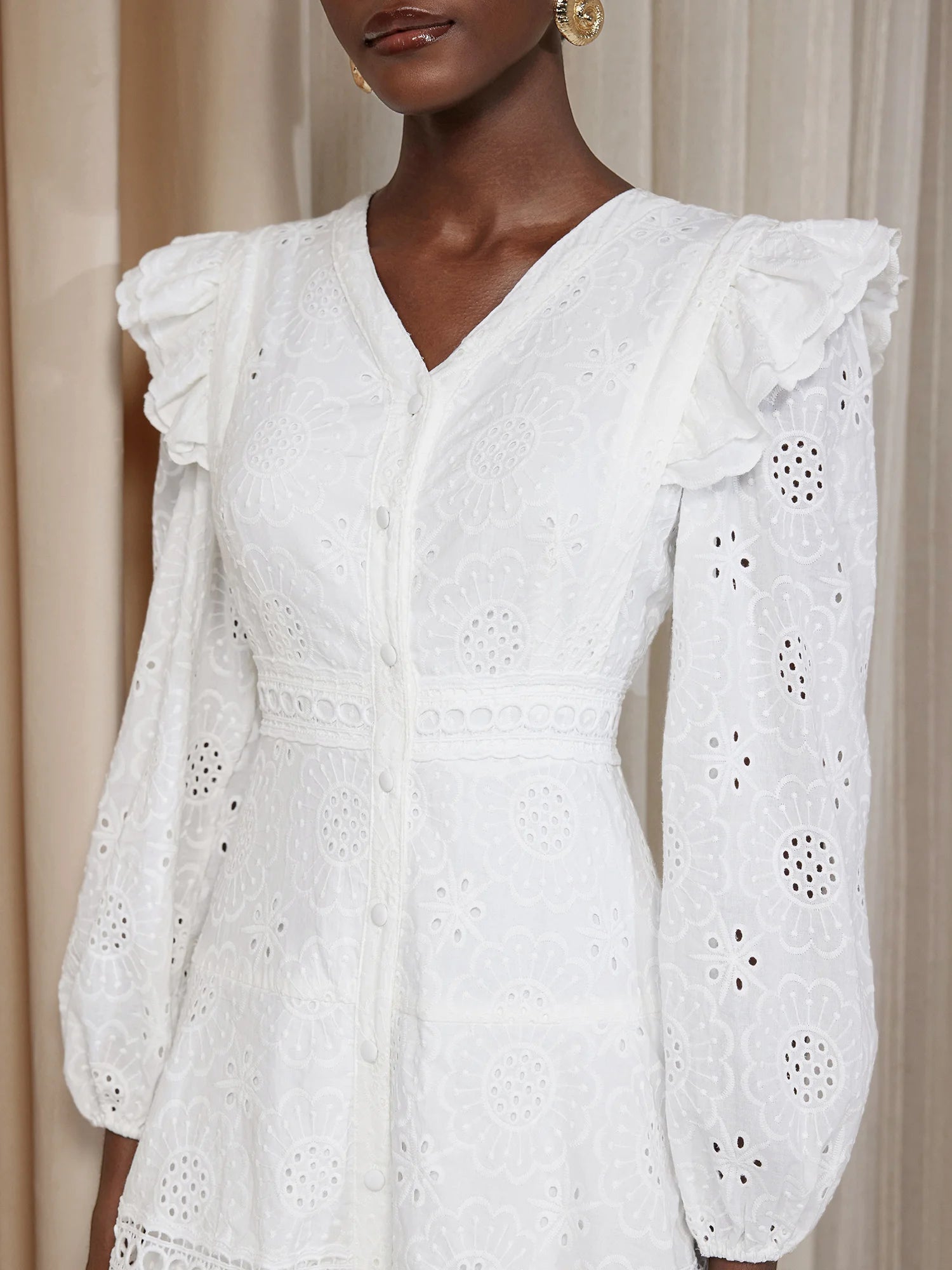 Ruched Shoulder Cut-Out V-Neck Maxi Dress|NOOSGOP