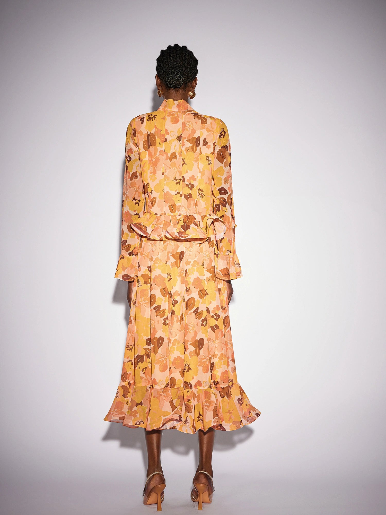 Ruffle Blouse and Waterfall Bloomfield Skirt Set|NOOSGOP