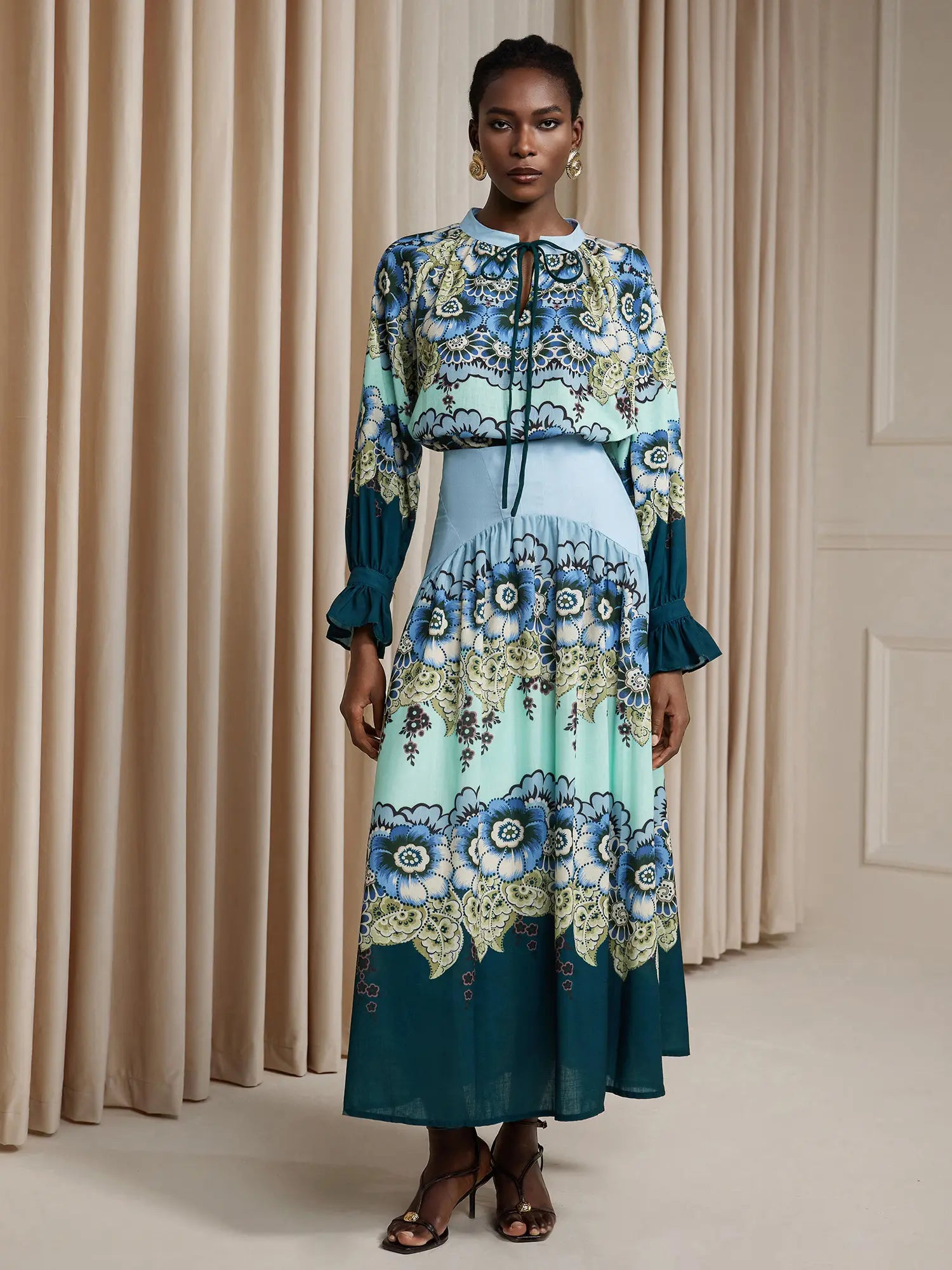 Ruffle Printed High-Waist Two-Piece Set|NOOSGOP