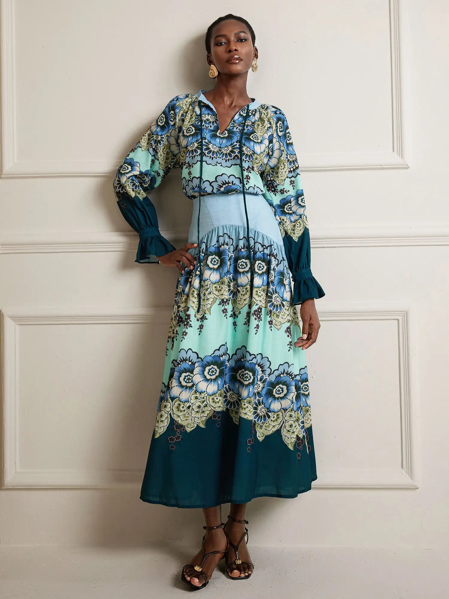 Ruffle Printed High-Waist Two-Piece Set|NOOSGOP