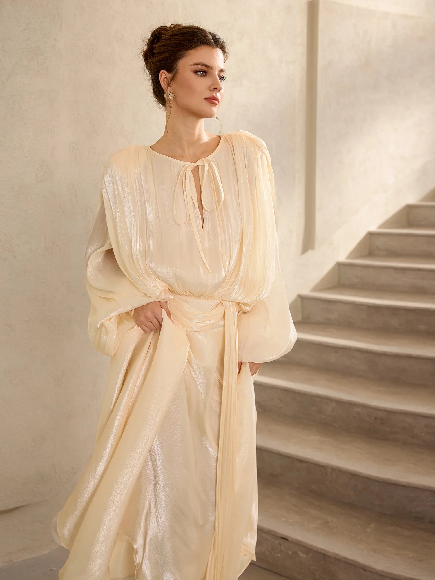 Satin Tie-Strap Maxi Dress|NOOSGOP