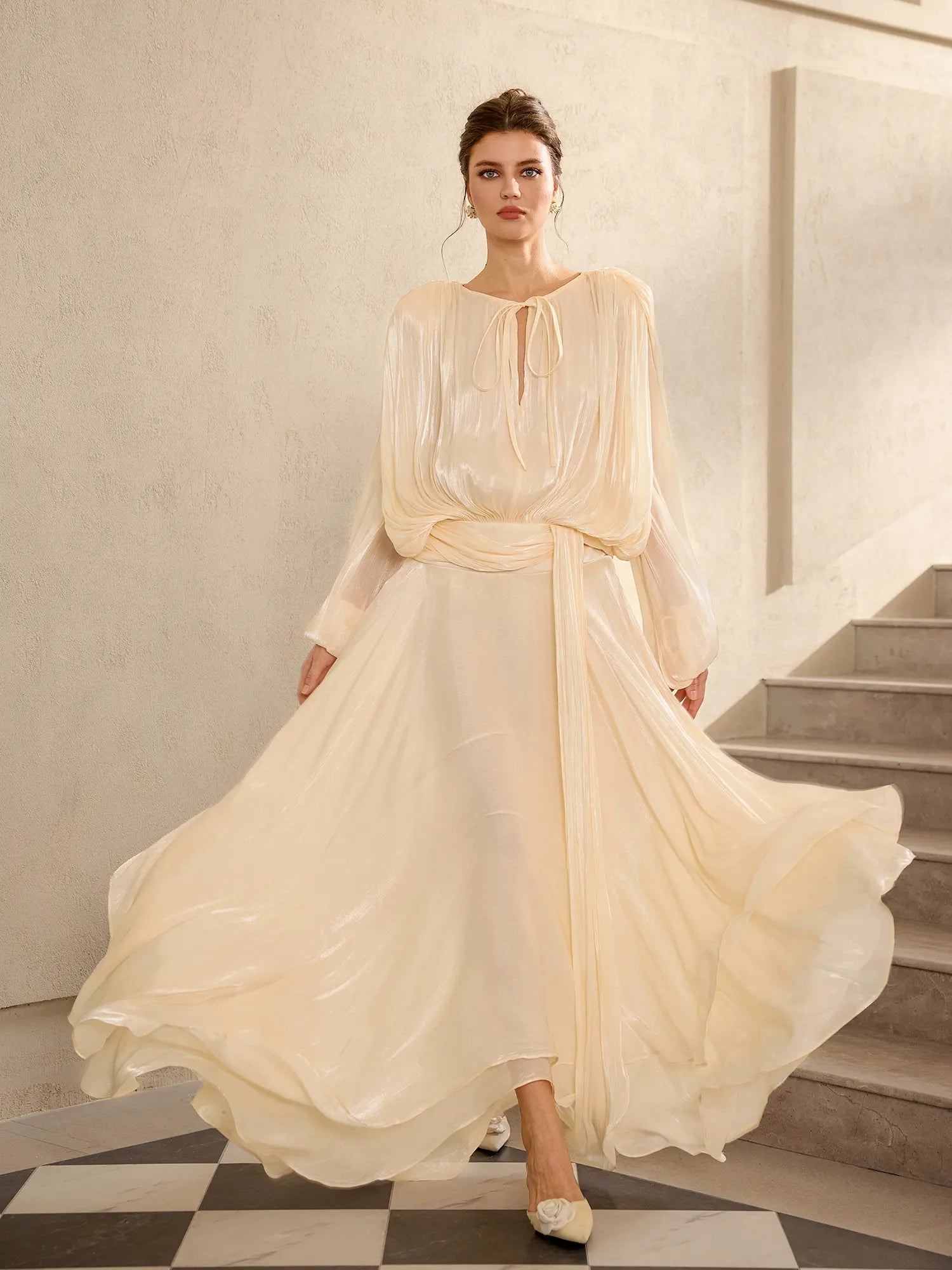 Satin Tie-Strap Maxi Dress|NOOSGOP