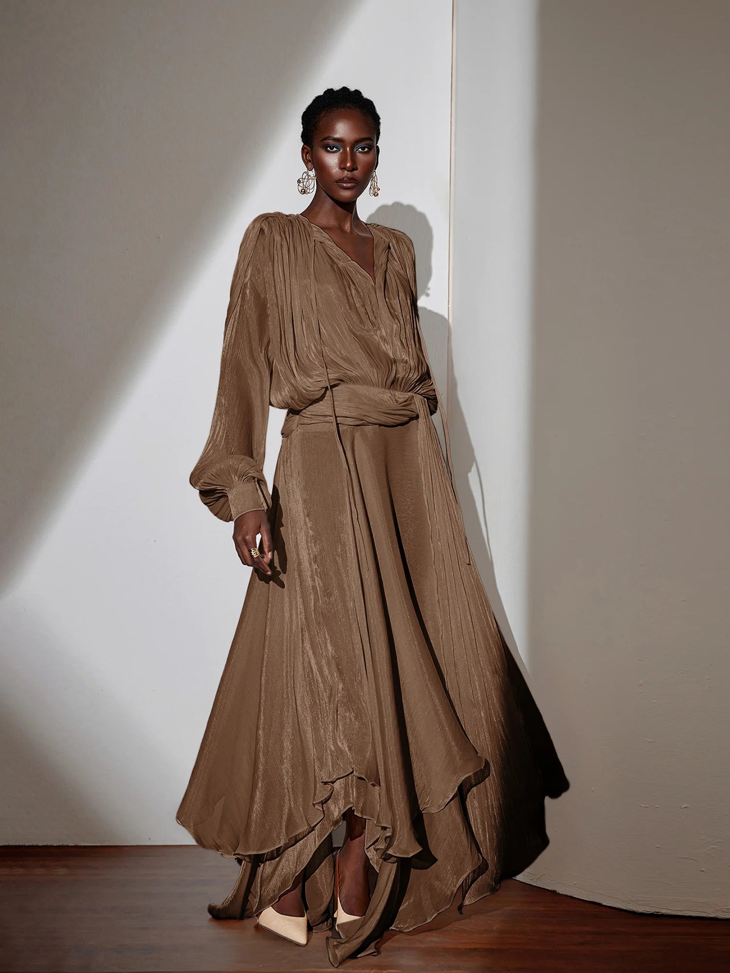 Satin Tie-Strap Maxi Dress|NOOSGOP