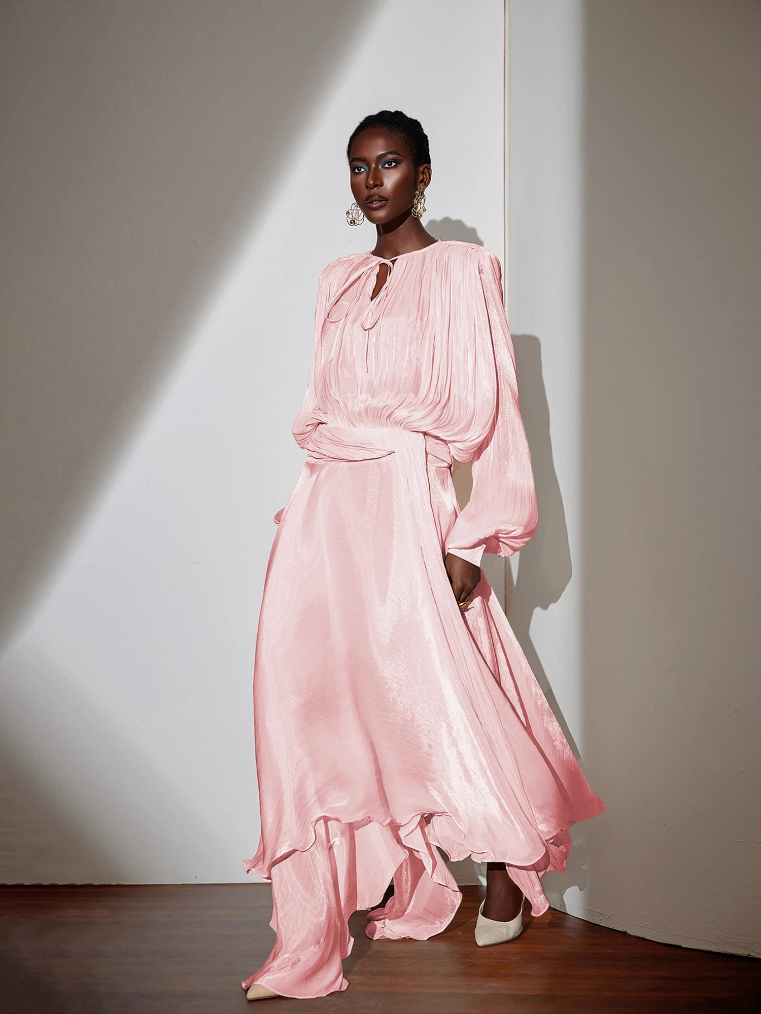 Satin Tie-Strap Maxi Dress|NOOSGOP