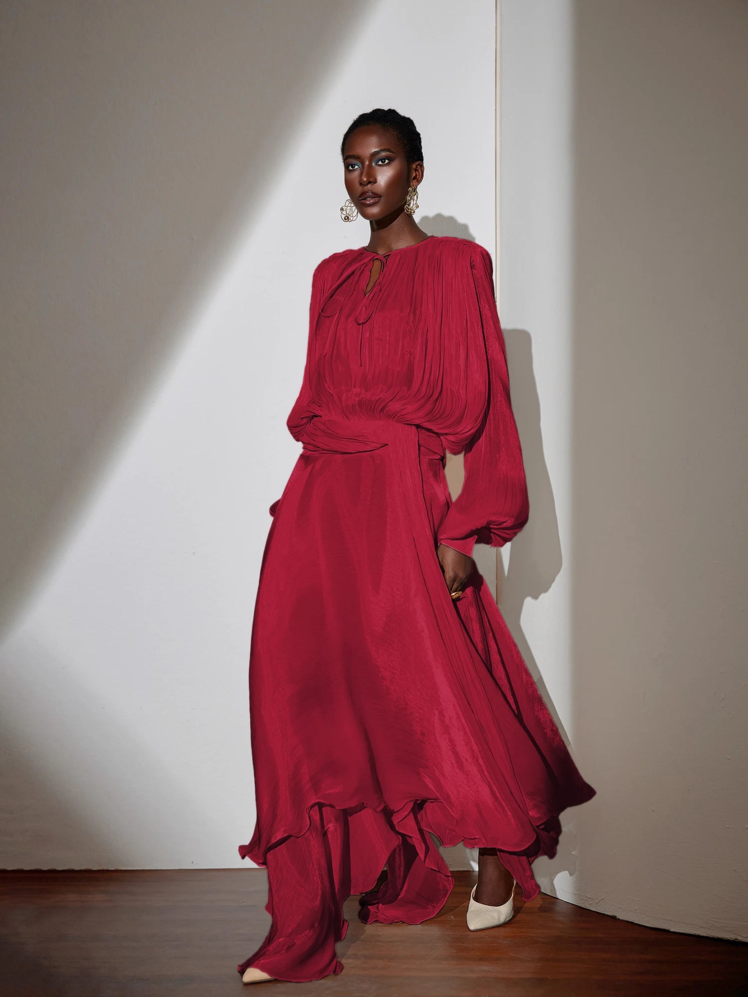 Satin Tie-Strap Maxi Dress|NOOSGOP