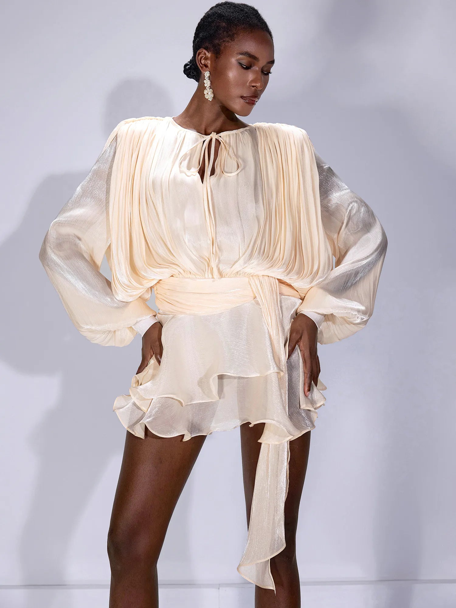 Satin Tie-Strap Mini Dress|NOOSGOP