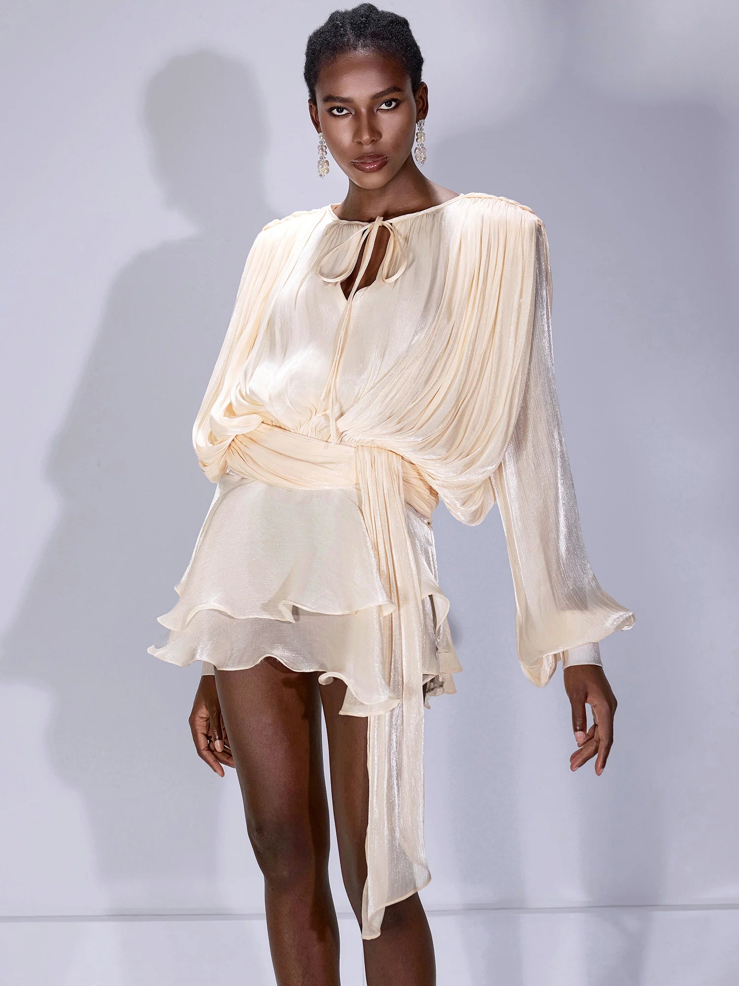 Satin Tie-Strap Mini Dress|NOOSGOP