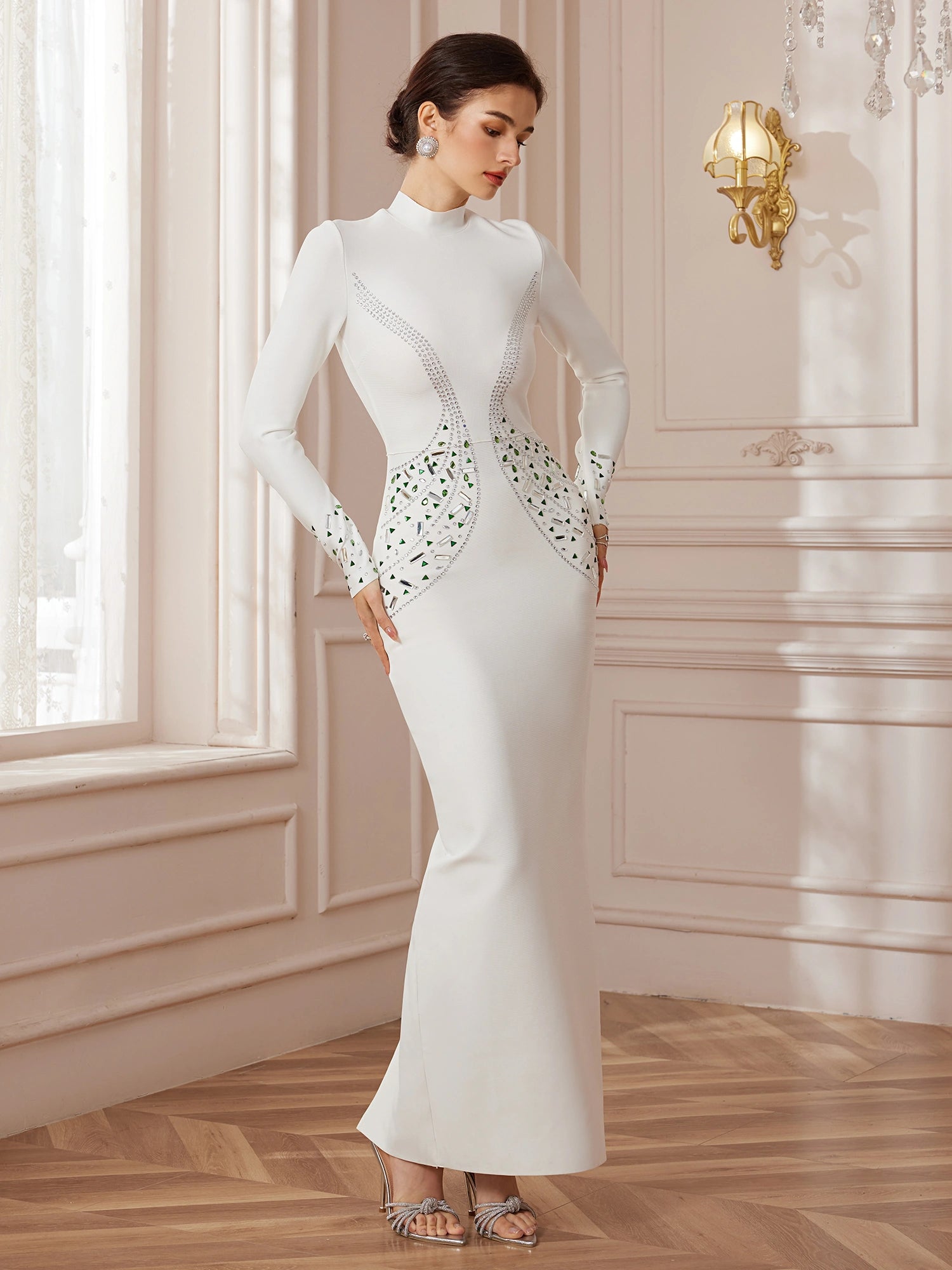 Sculpt-Band Crystal Midi Dress|NOOSGOP