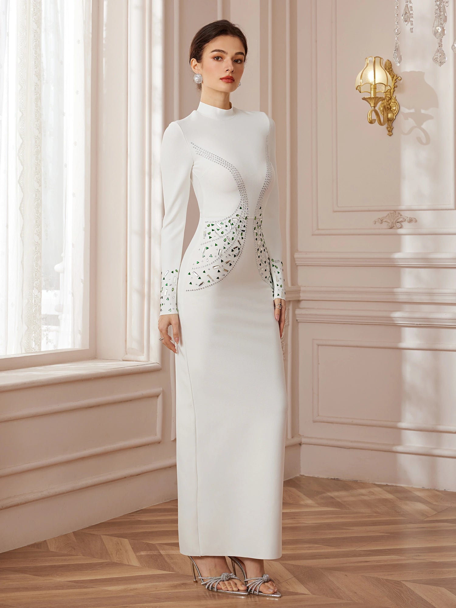 Sculpt-Band Crystal Midi Dress|NOOSGOP