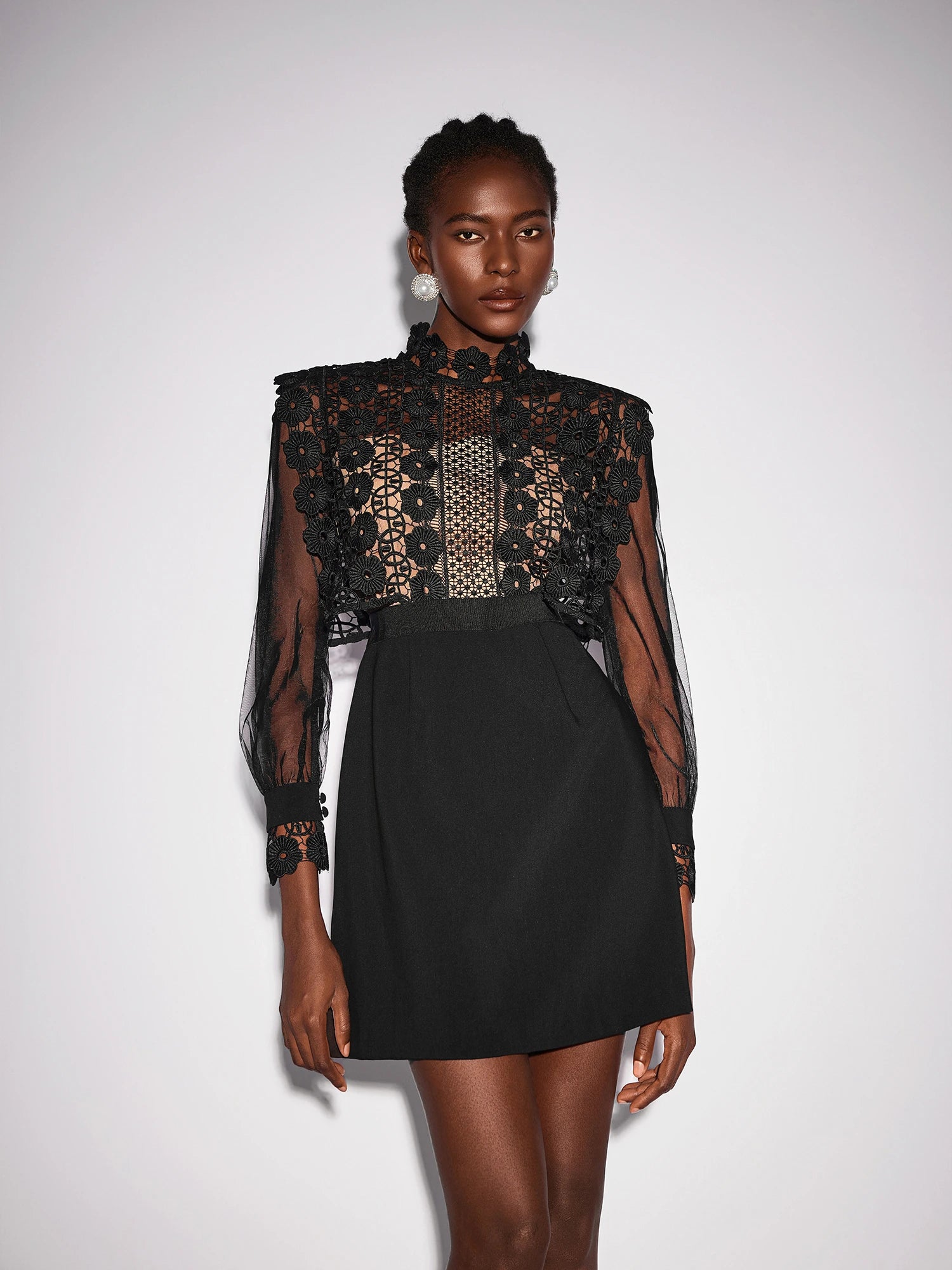 Sheer Floral Mesh Mini Skirt|NOOSGOP