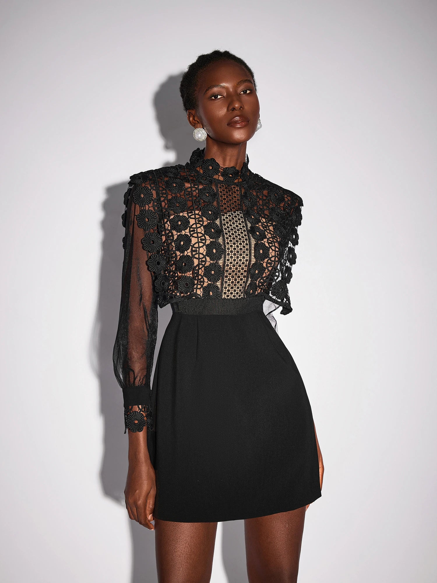 Sheer Floral Mesh Mini Skirt|NOOSGOP