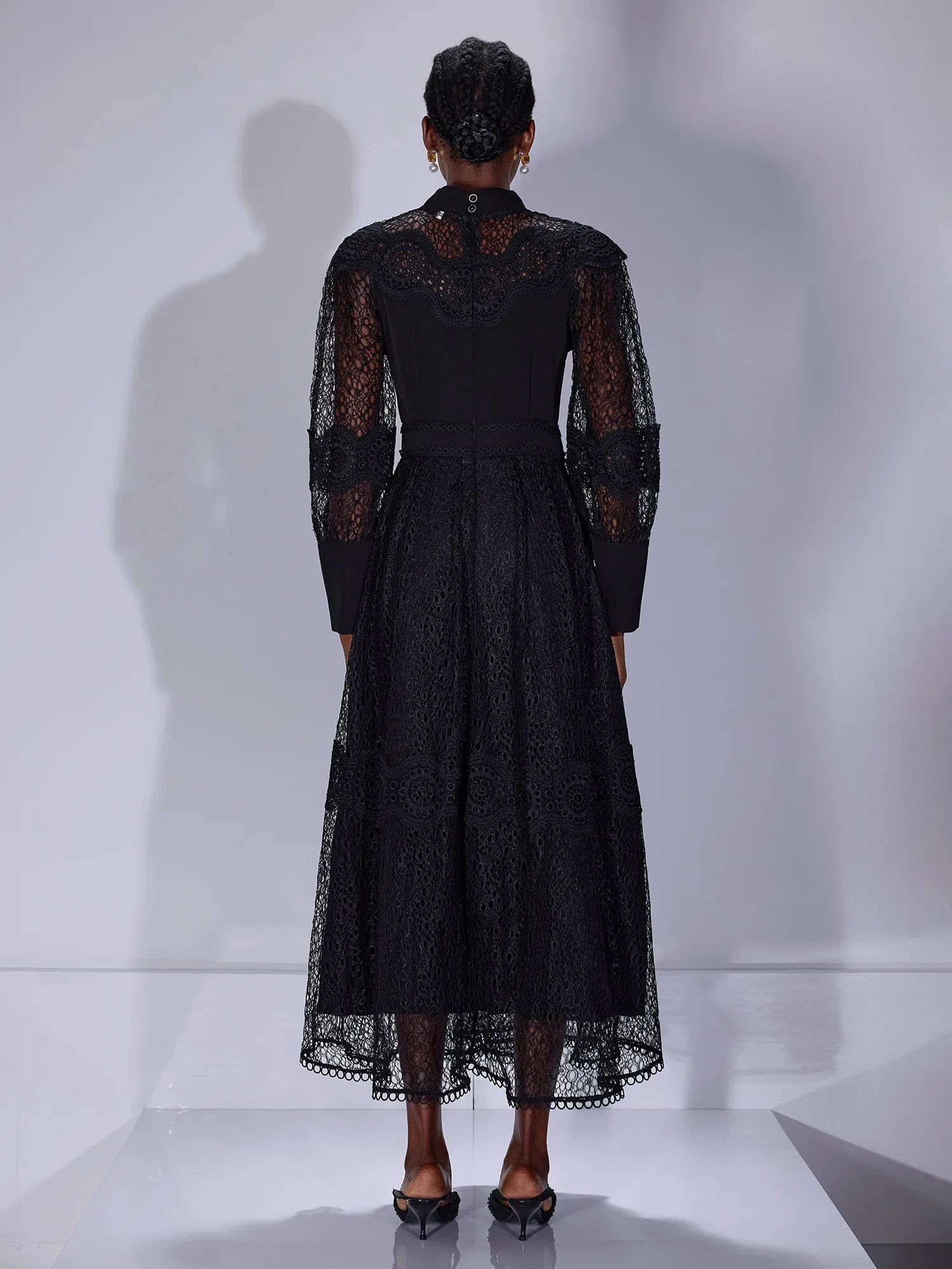 Sheer Mesh High-Neck Elegant Maxi Dress|NOOSGOP