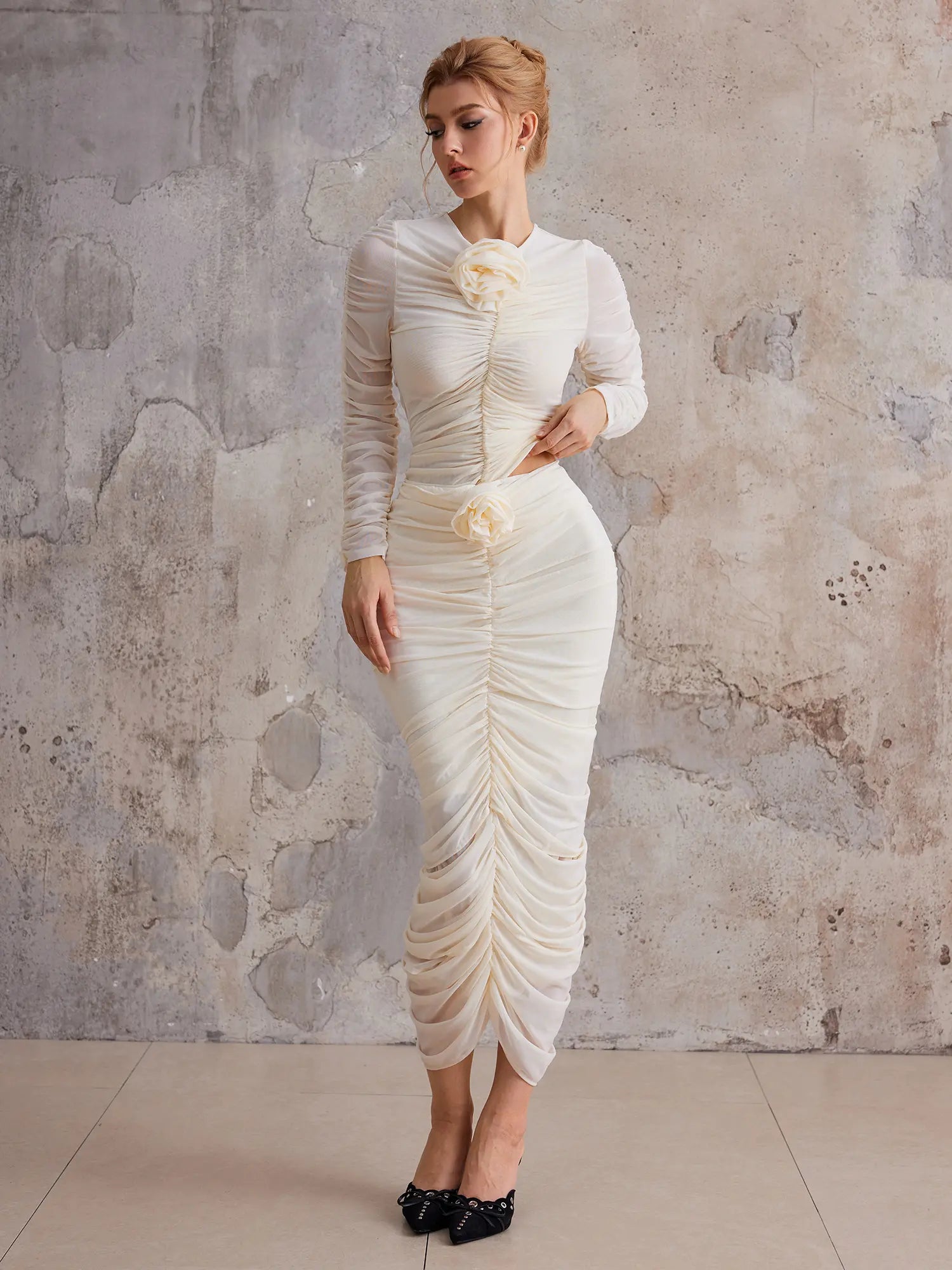 Smocked Bloom-Top & Hip-Hug Skirt Set|NOOSGOP