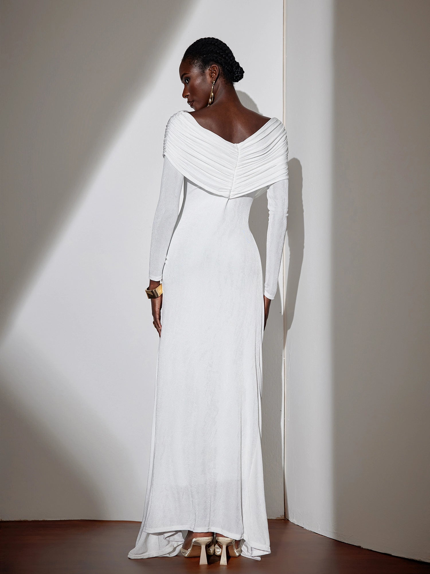 Solid-color Ruched Bodycon Maxi Dress|NOOSGOP