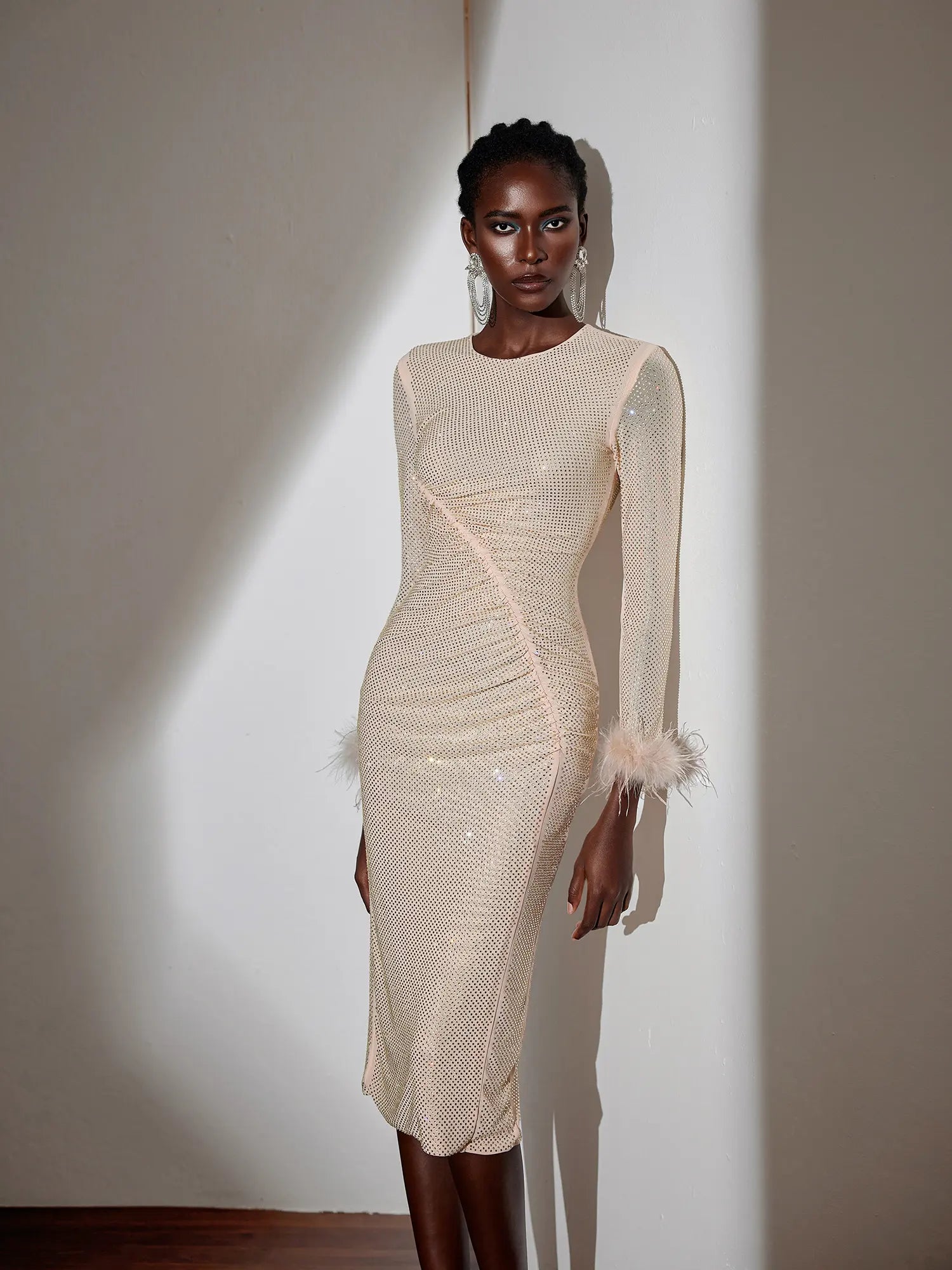 Sparkly Ruched Bodycon Maxi Dress|NOOSGOP