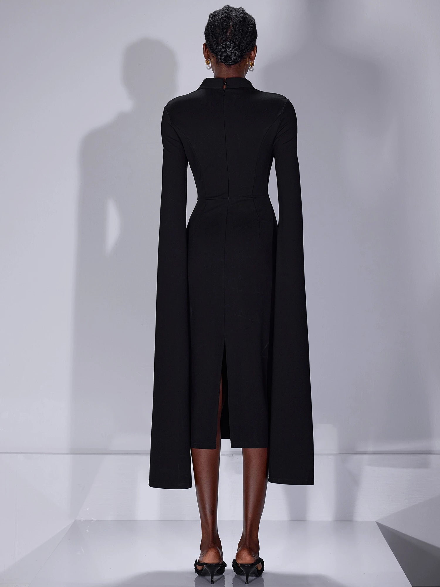 Split Cape Sleeves Midi Dress|NOOSGOP